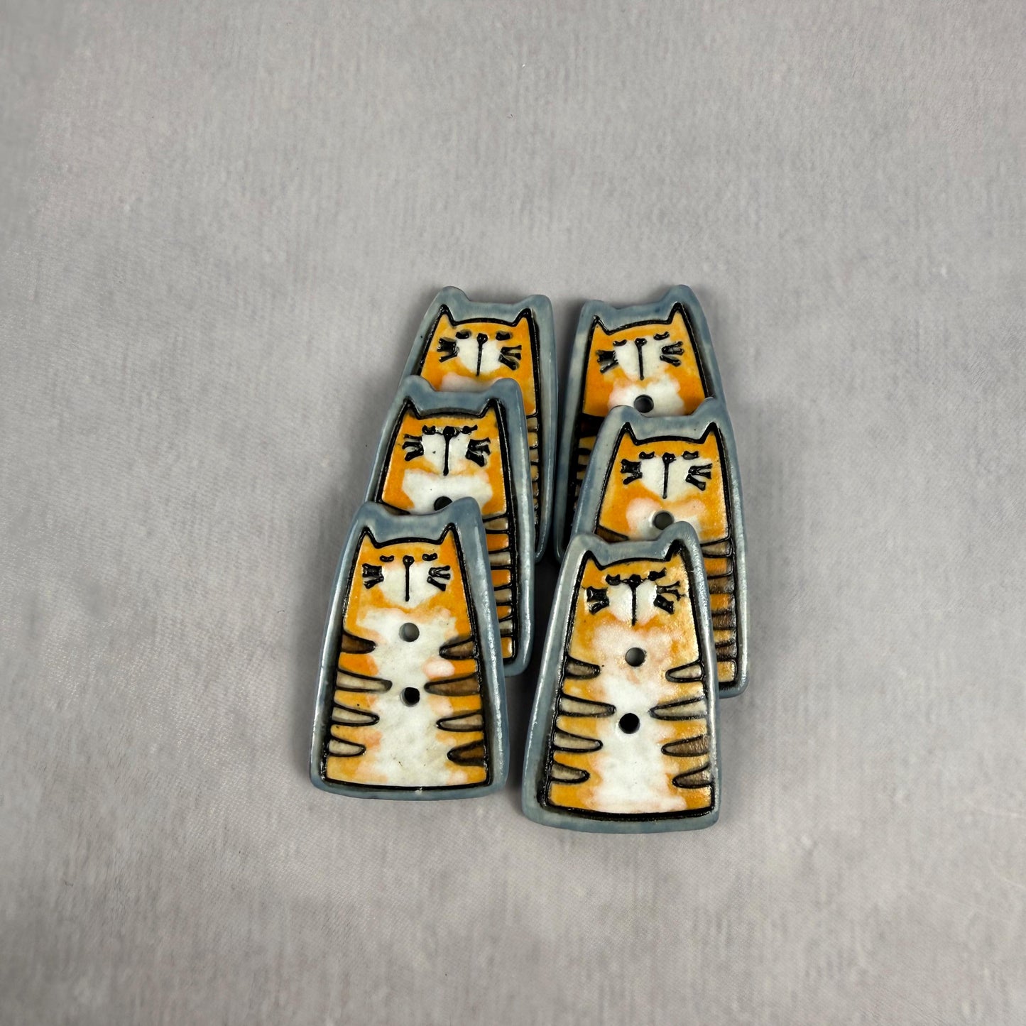 Orange Tiger Kitty Ceramic Button