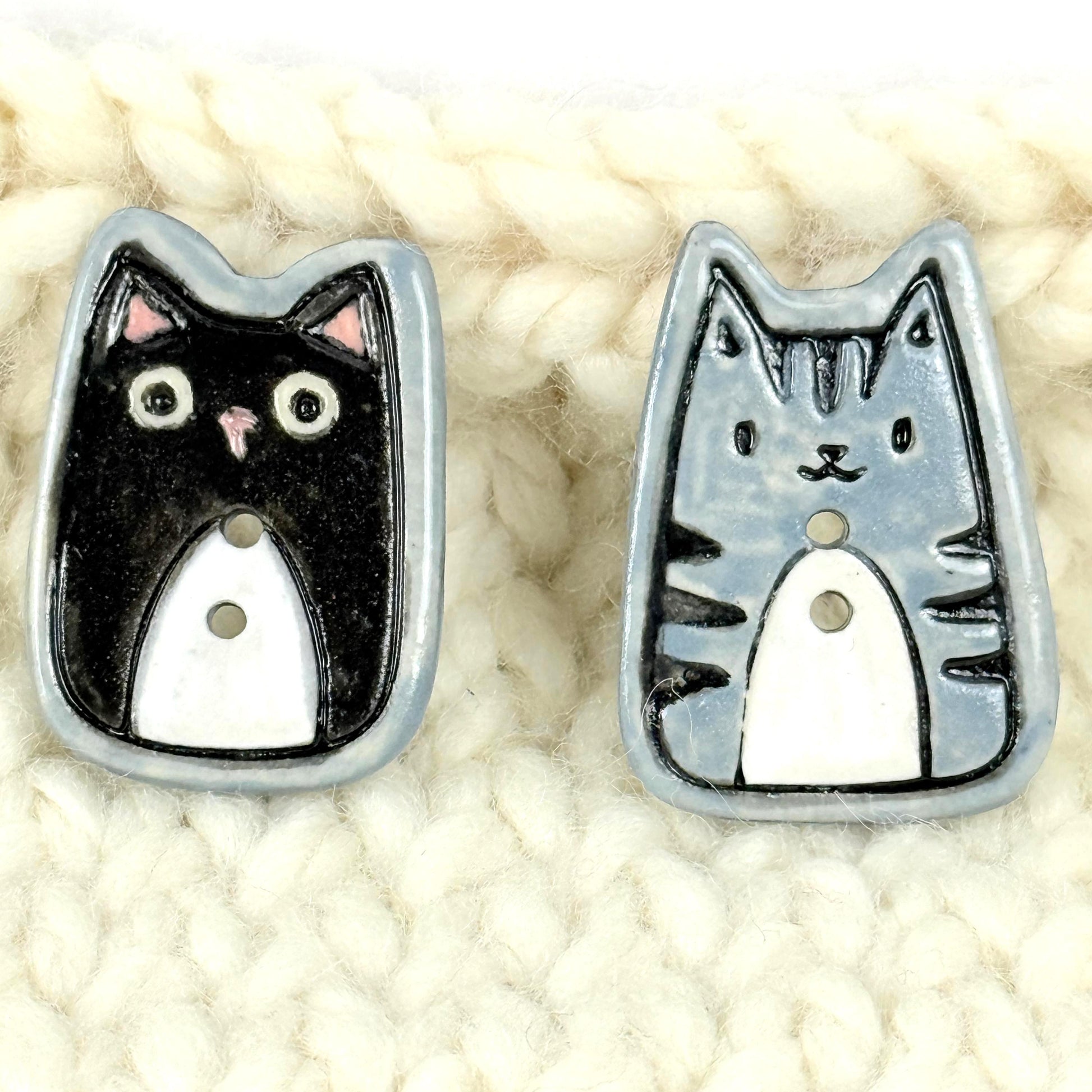 Tuxedo Kitty Ceramic Button
