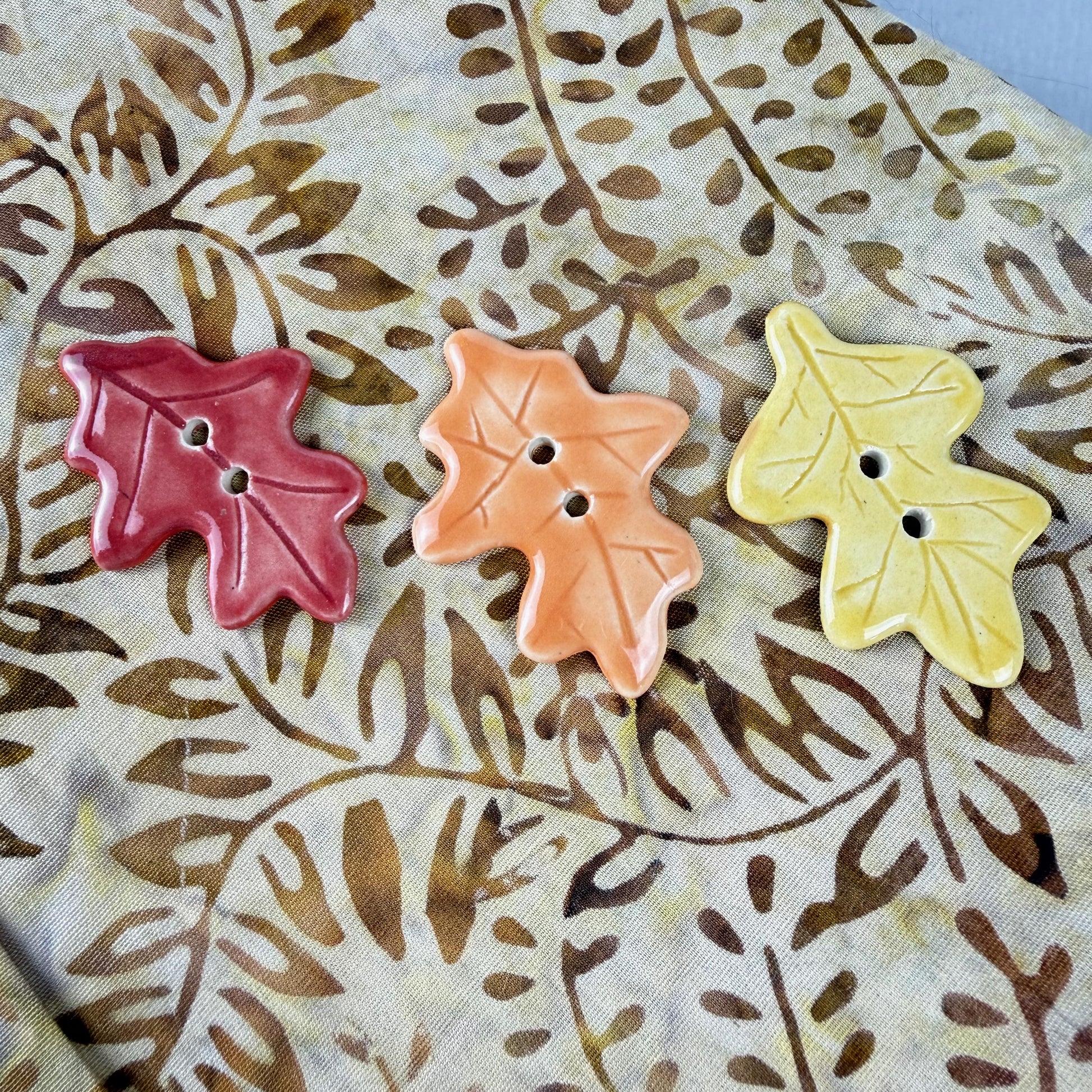 Fall Colored Leaves Ceramic Buttons
