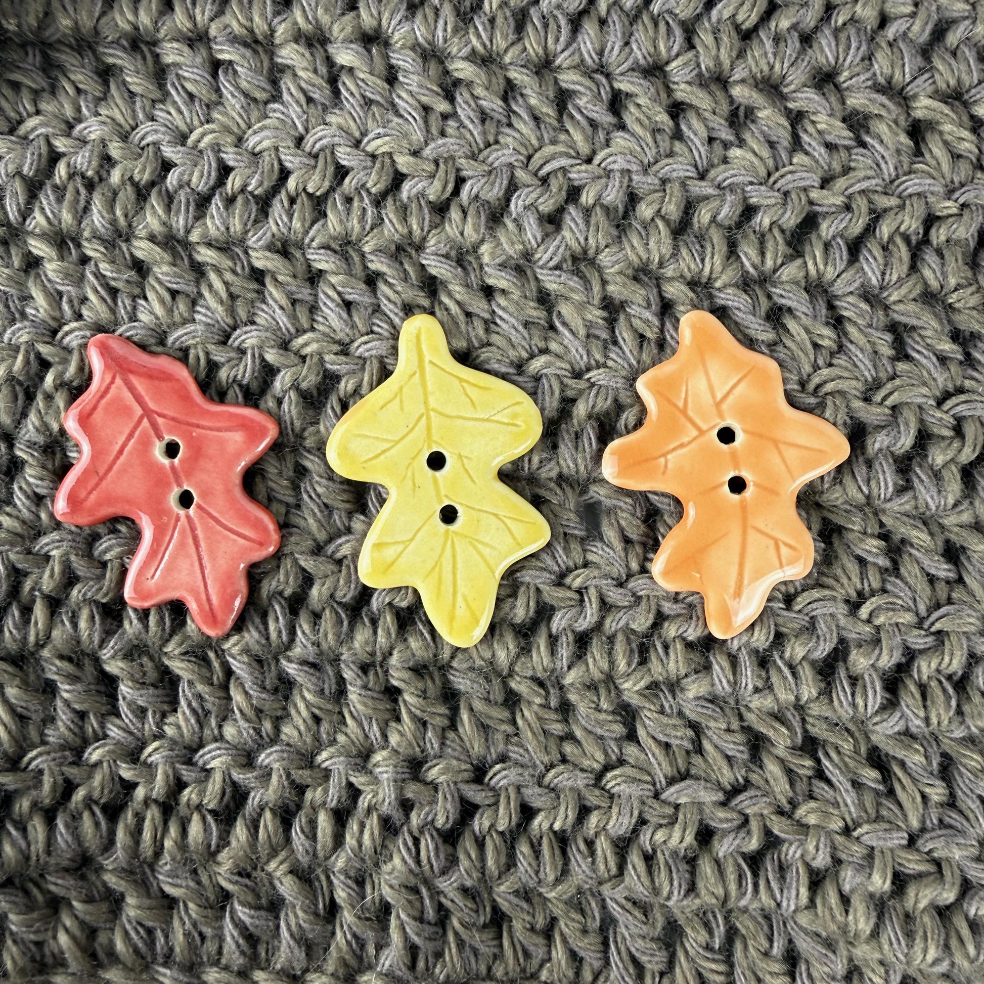 Fall Colored Leaves Ceramic Buttons