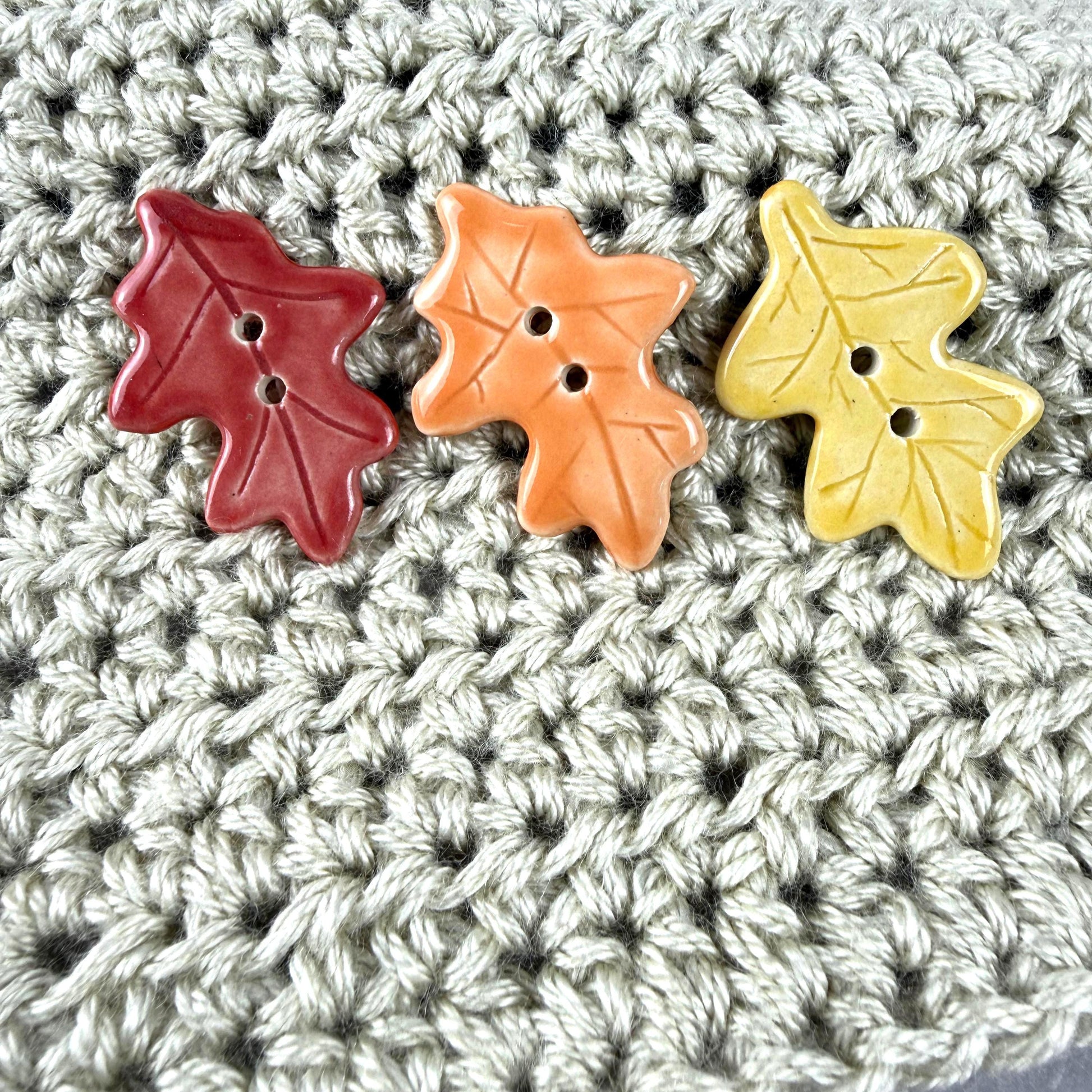 Fall Colored Leaves Ceramic Buttons