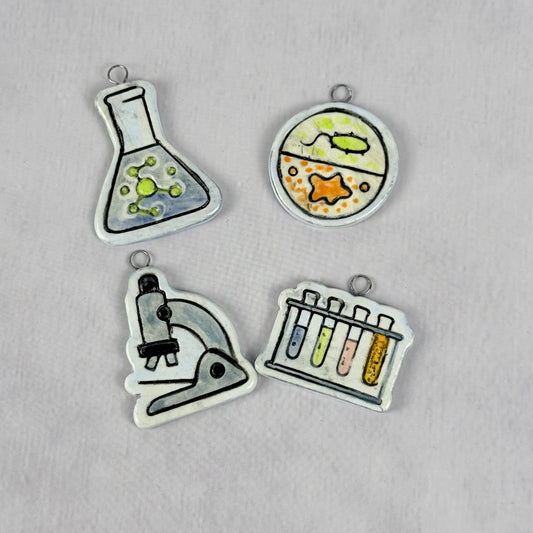 Set of 4 Science Charms/Jewelry Components