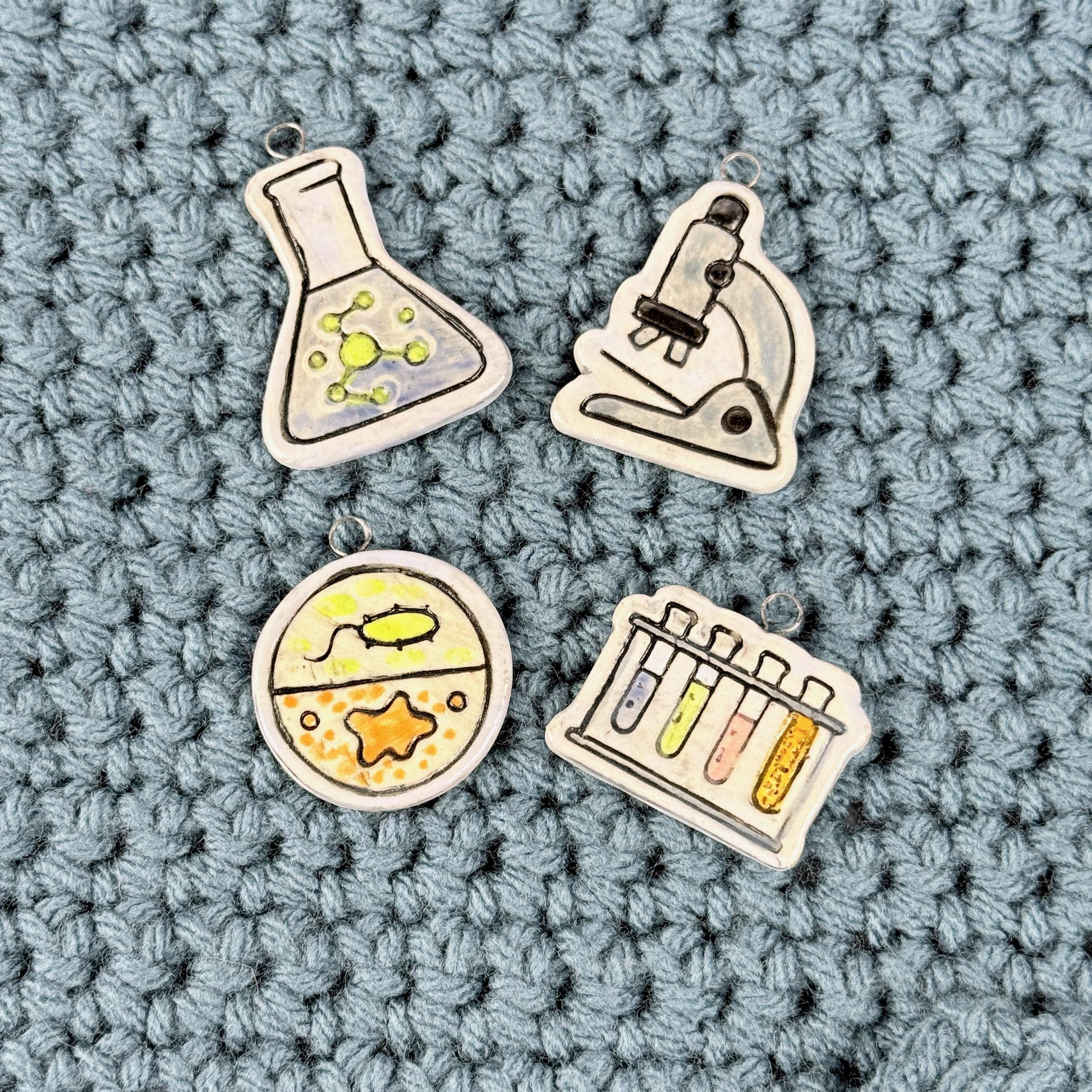 Set of 4 Science Charms/Jewelry Components