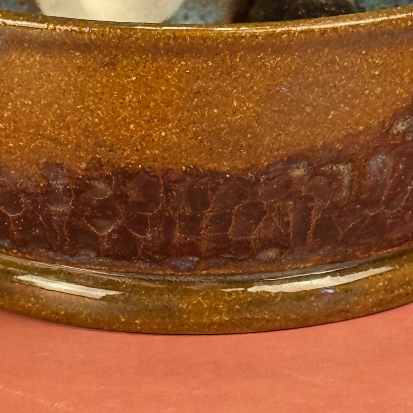 Small Blue and Brown Carved Texture Bowl