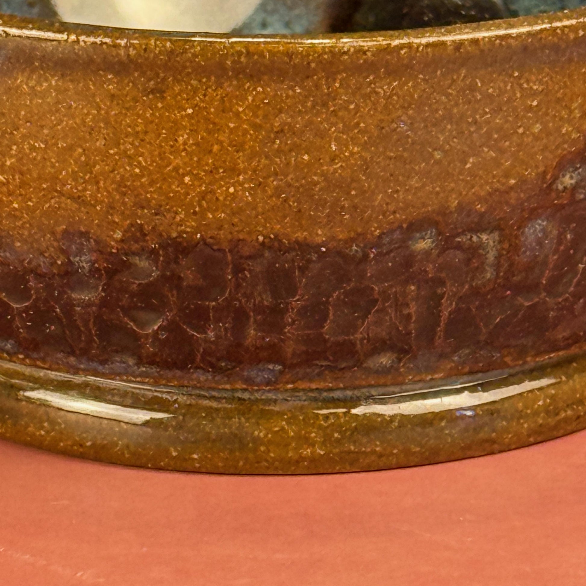 Small Blue and Brown Carved Texture Bowl