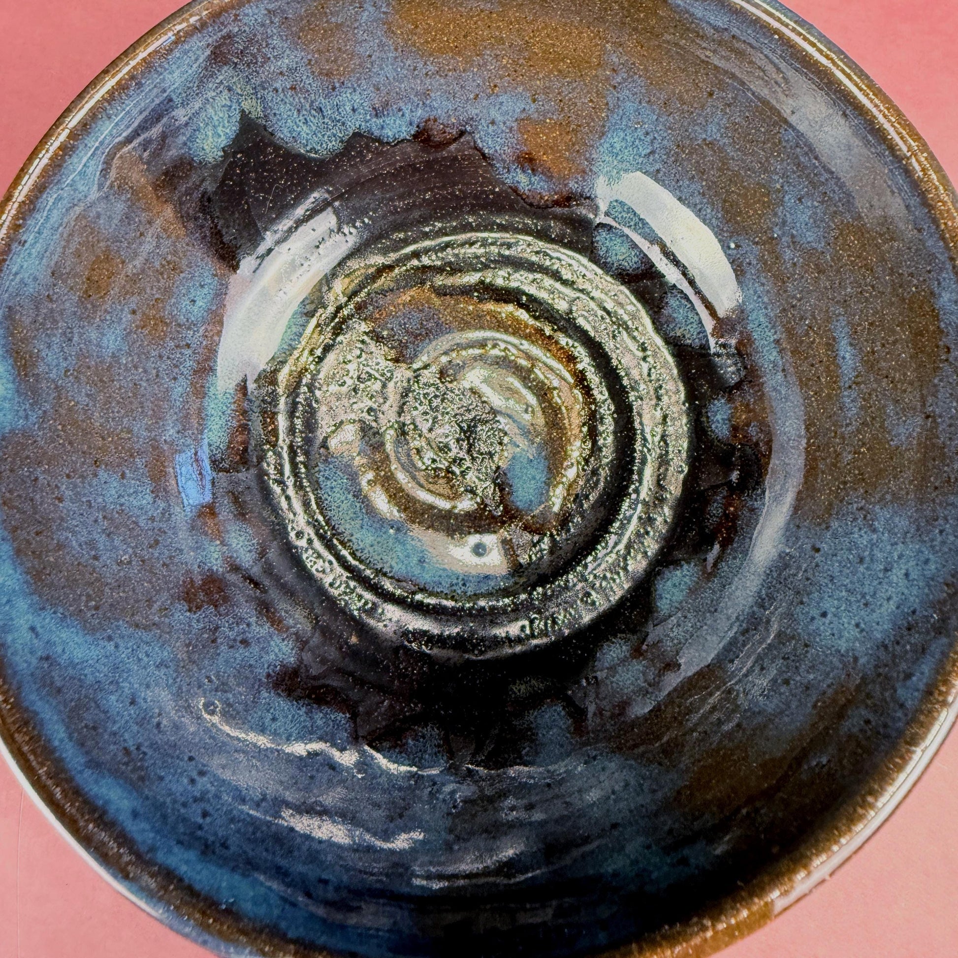 Small Blue and Brown Carved Texture Bowl