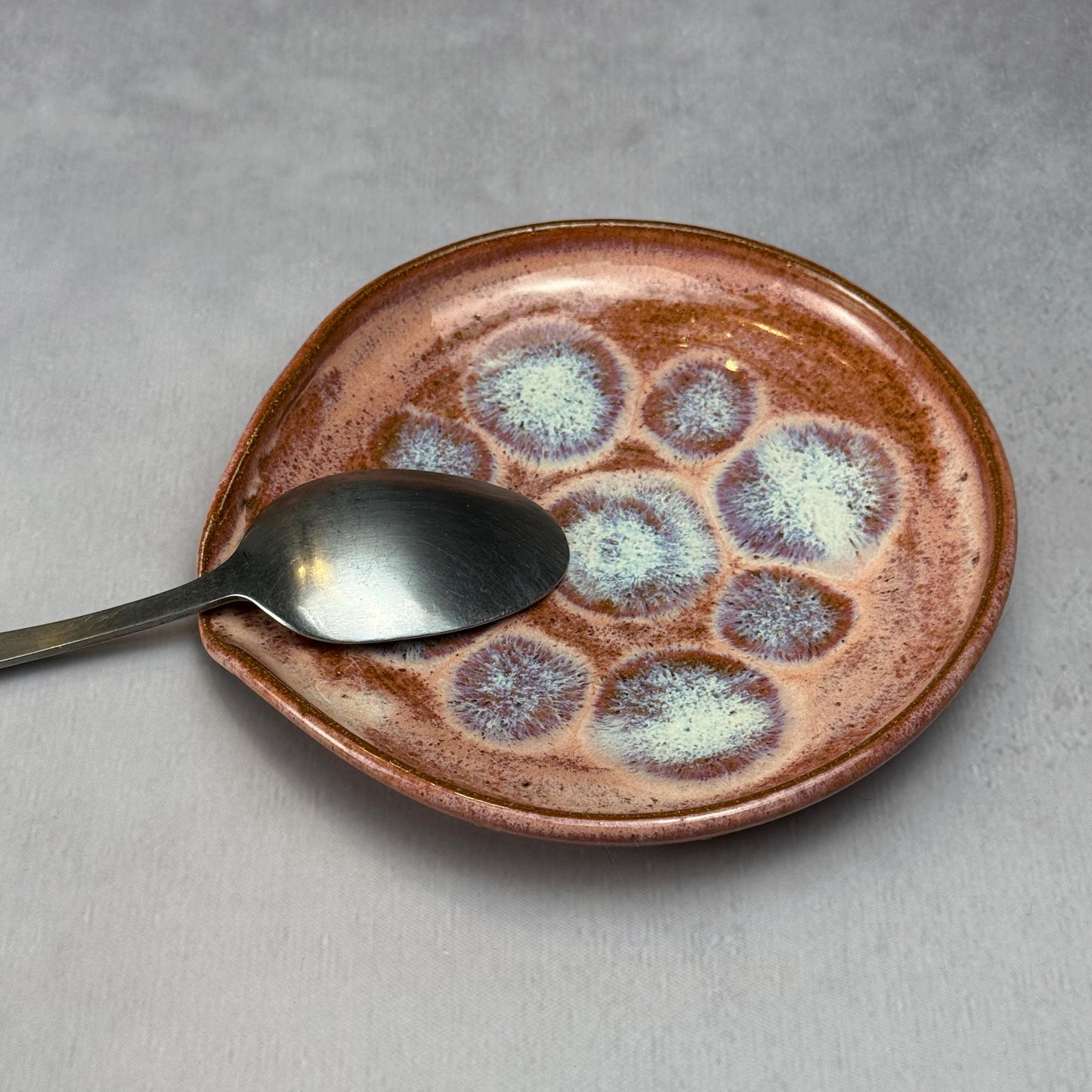 Pink and Blue Stoneware Spoon Rest