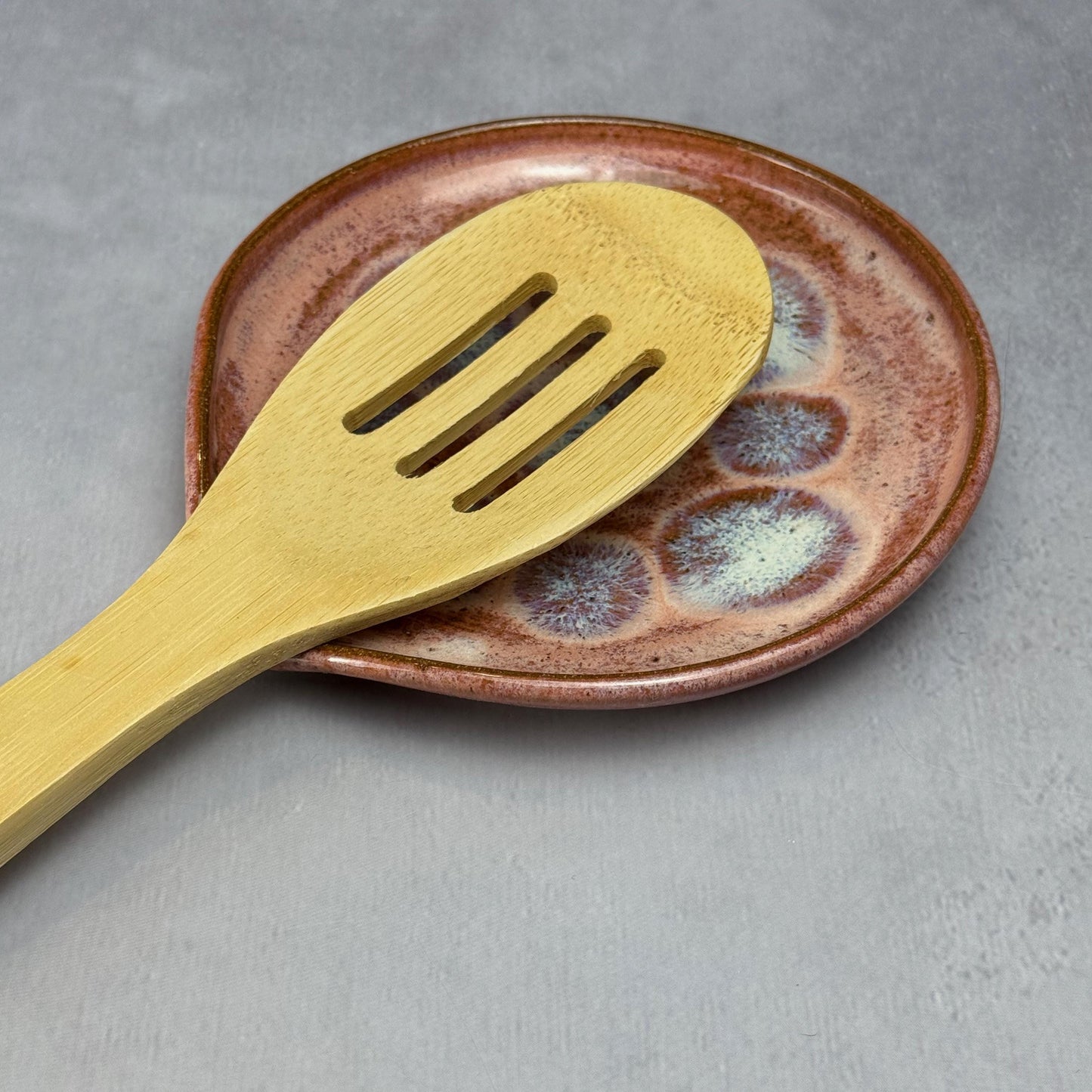 Pink and Blue Stoneware Spoon Rest