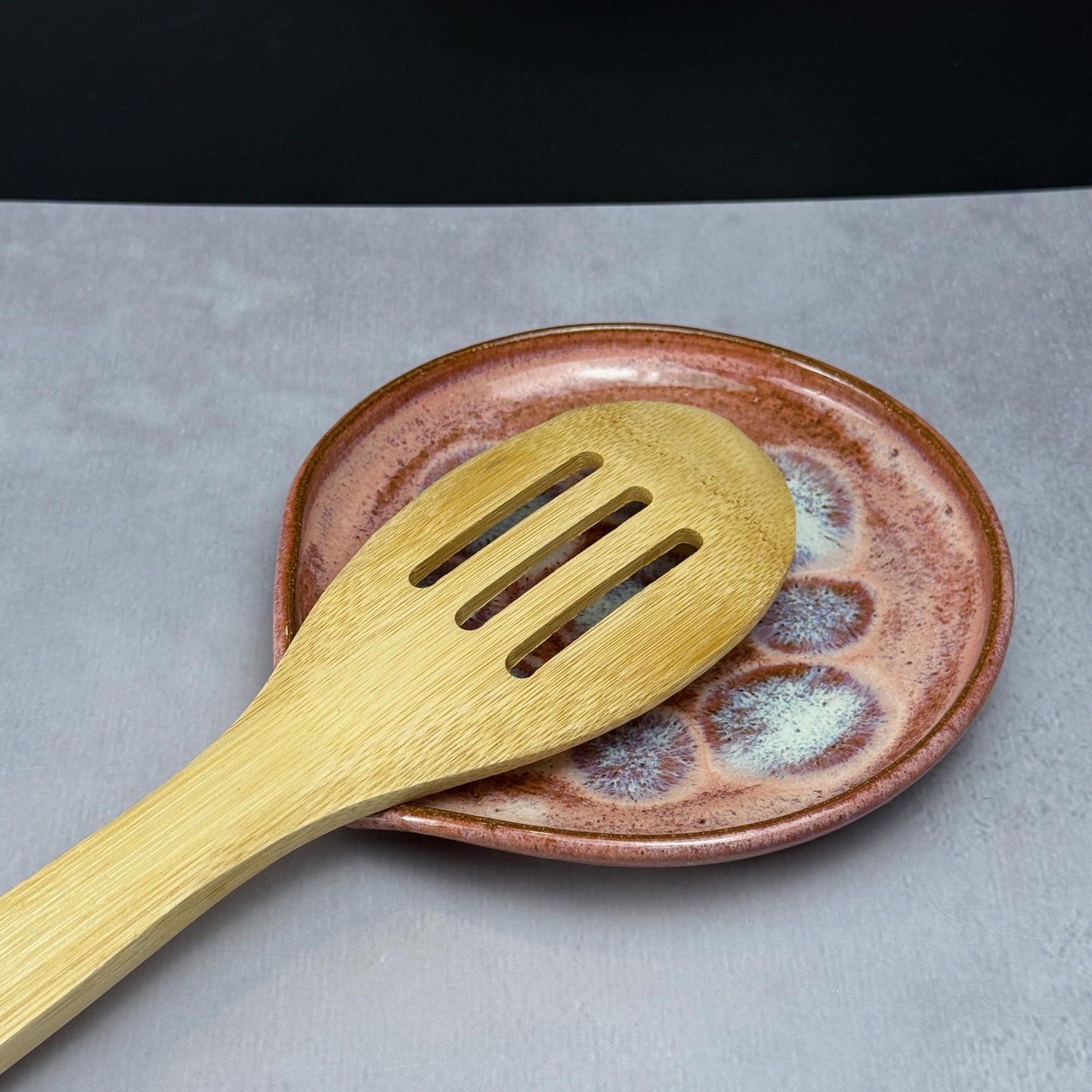 Pink and Blue Stoneware Spoon Rest