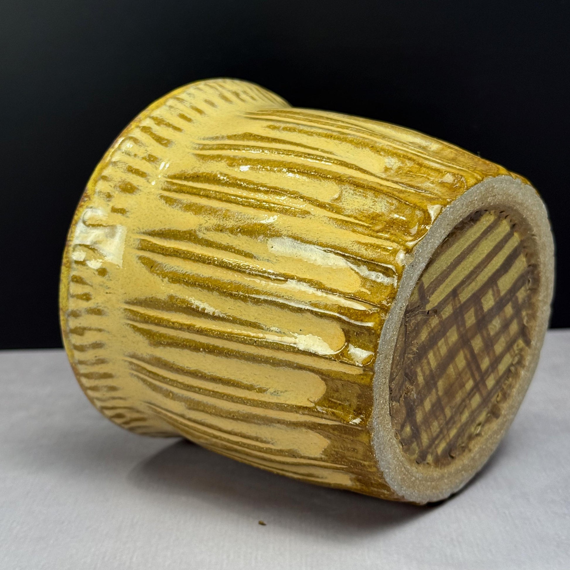 Yellow Ochre and Green Rustic Mug
