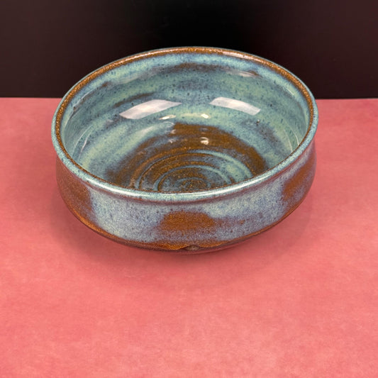 Blue with Brown Shallow Brown Stoneware Bowl