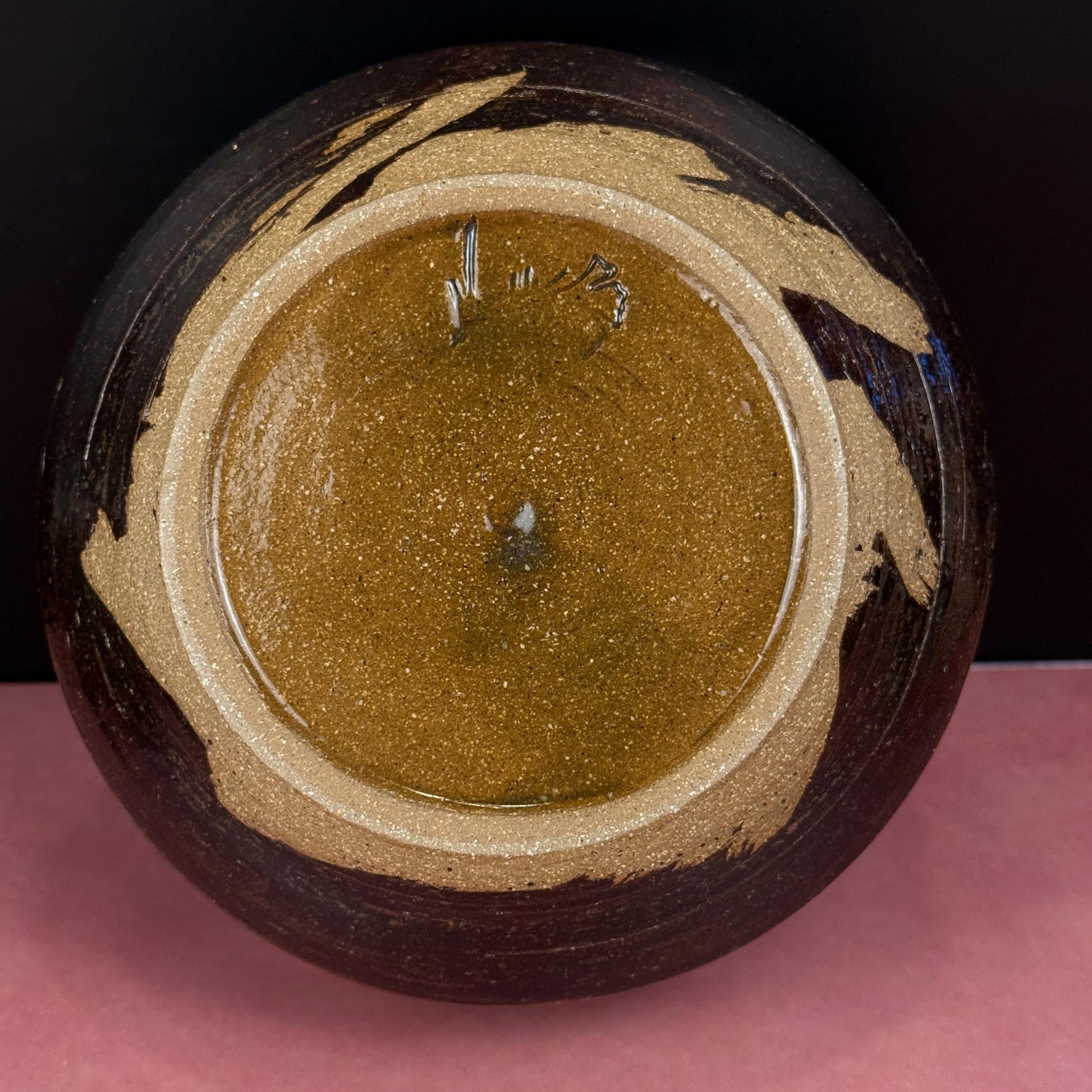 Blue with Brown Shallow Brown Stoneware Bowl