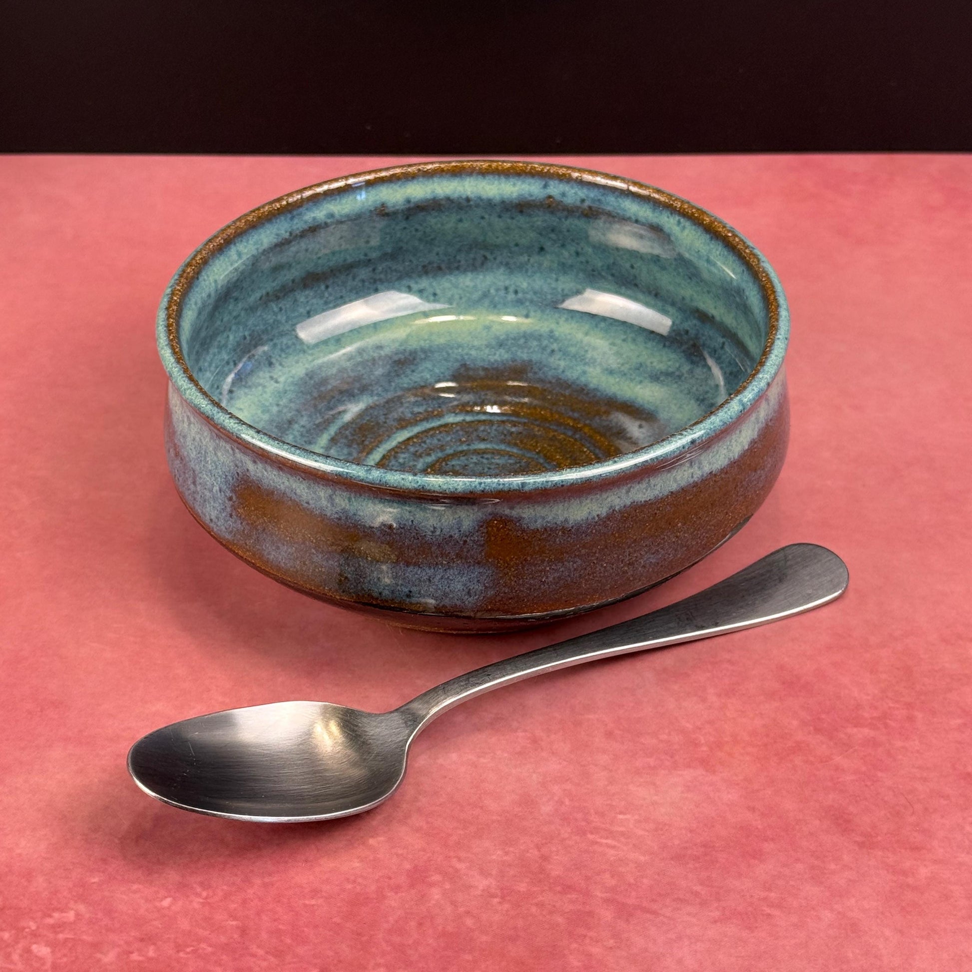 Blue with Brown Shallow Brown Stoneware Bowl