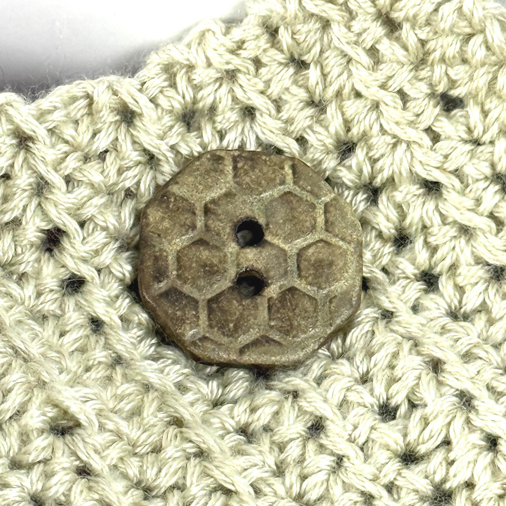 Golden Yellow Bee Hive Pattern on Black Porcelain Octagon Shaped Button