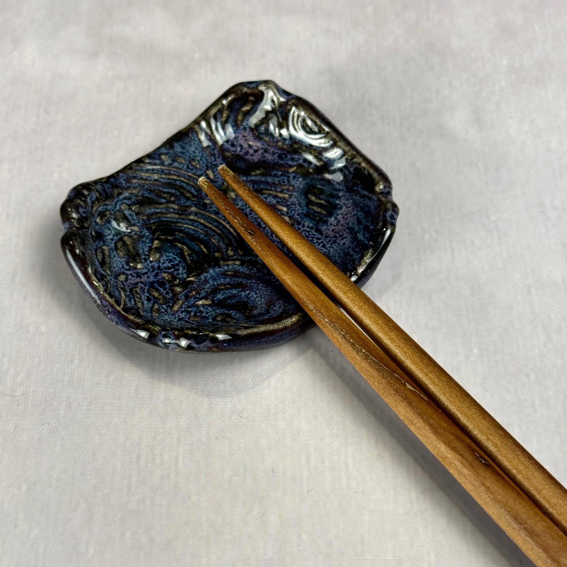 Dark Blue and Purple Wave Patterned Chopstick Rest/Tiny Spoon Rest