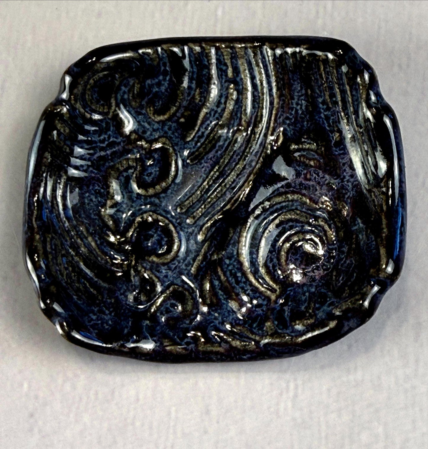 Dark Blue and Purple Wave Patterned Chopstick Rest/Tiny Spoon Rest