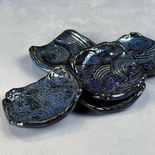 Dark Blue and Purple Wave Patterned Chopstick Rest/Tiny Spoon Rest