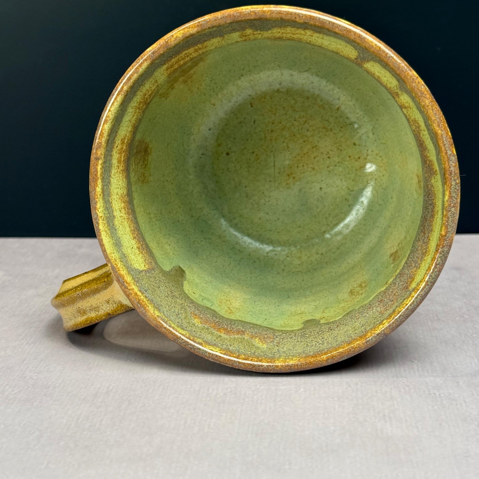 Yellow Ochre and Green Rustic Mug
