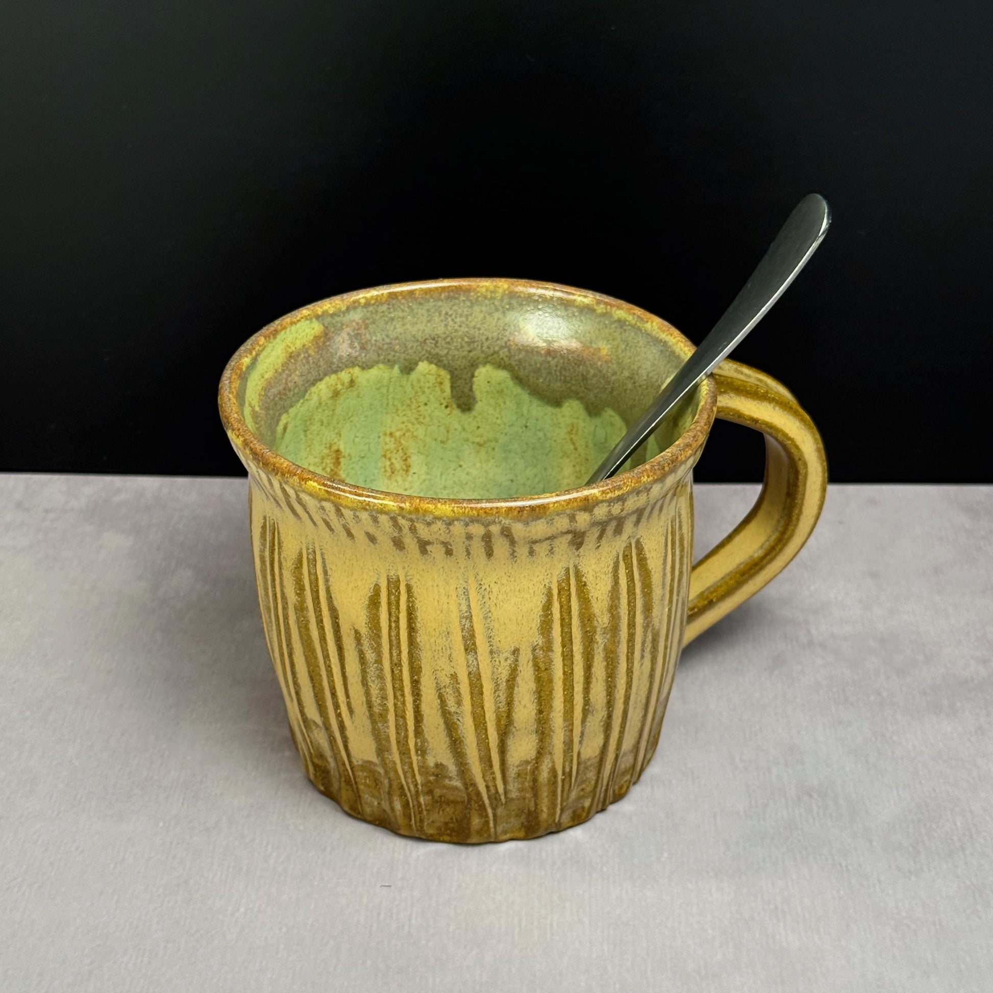 Yellow Ochre and Green Rustic Mug