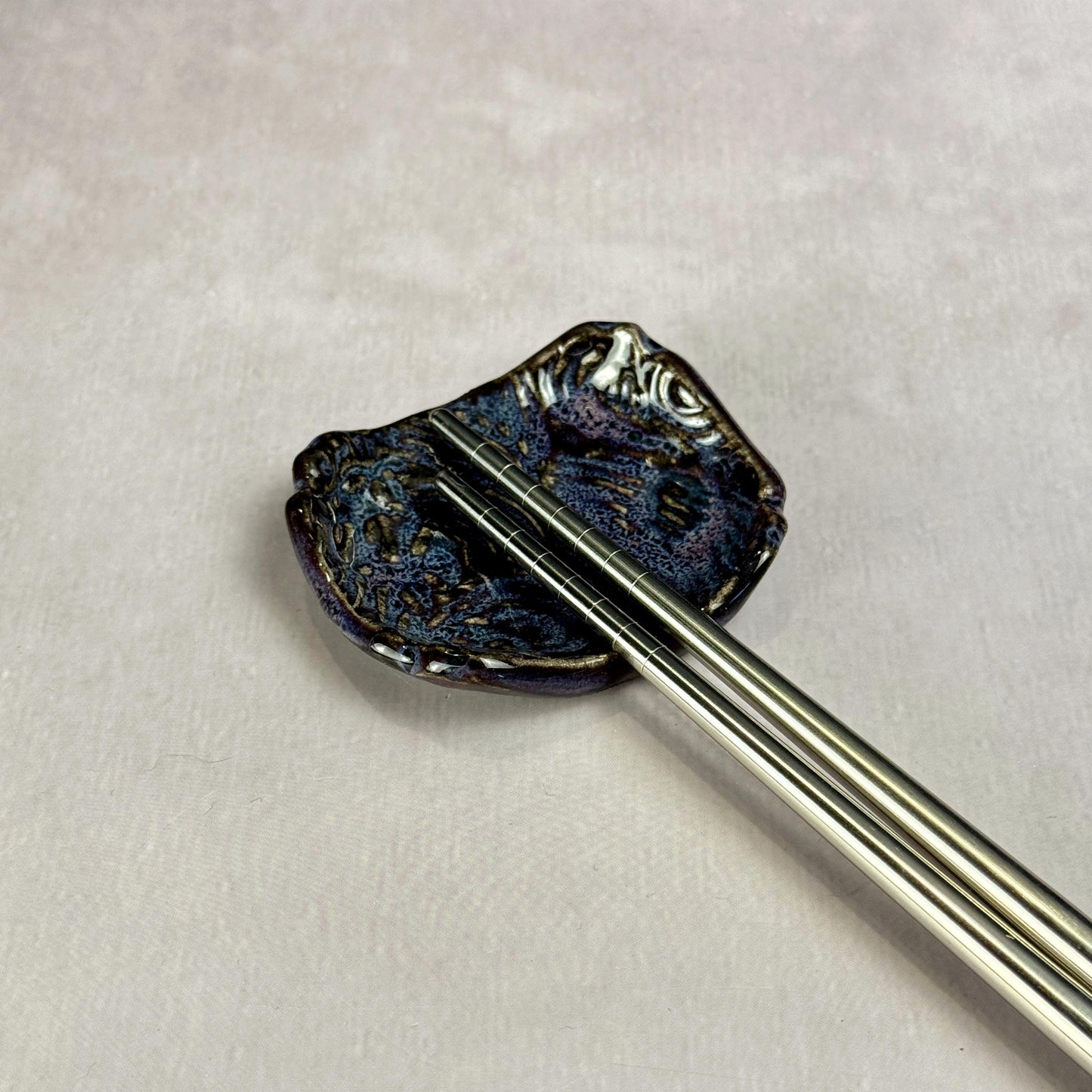 Dark Blue and Purple Wave Patterned Chopstick Rest/Tiny Spoon Rest
