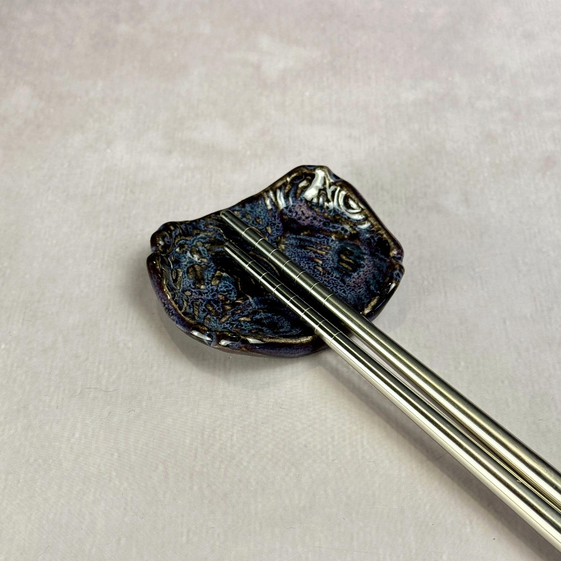 Dark Blue and Purple Wave Patterned Chopstick Rest/Tiny Spoon Rest