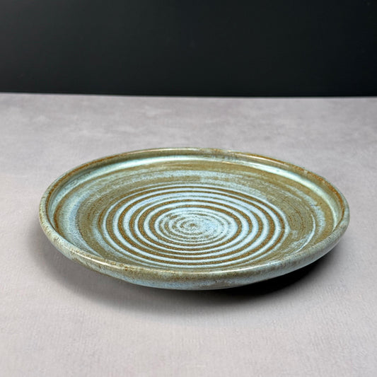Blue and White Brown Stoneware Plate/Spoon Rest