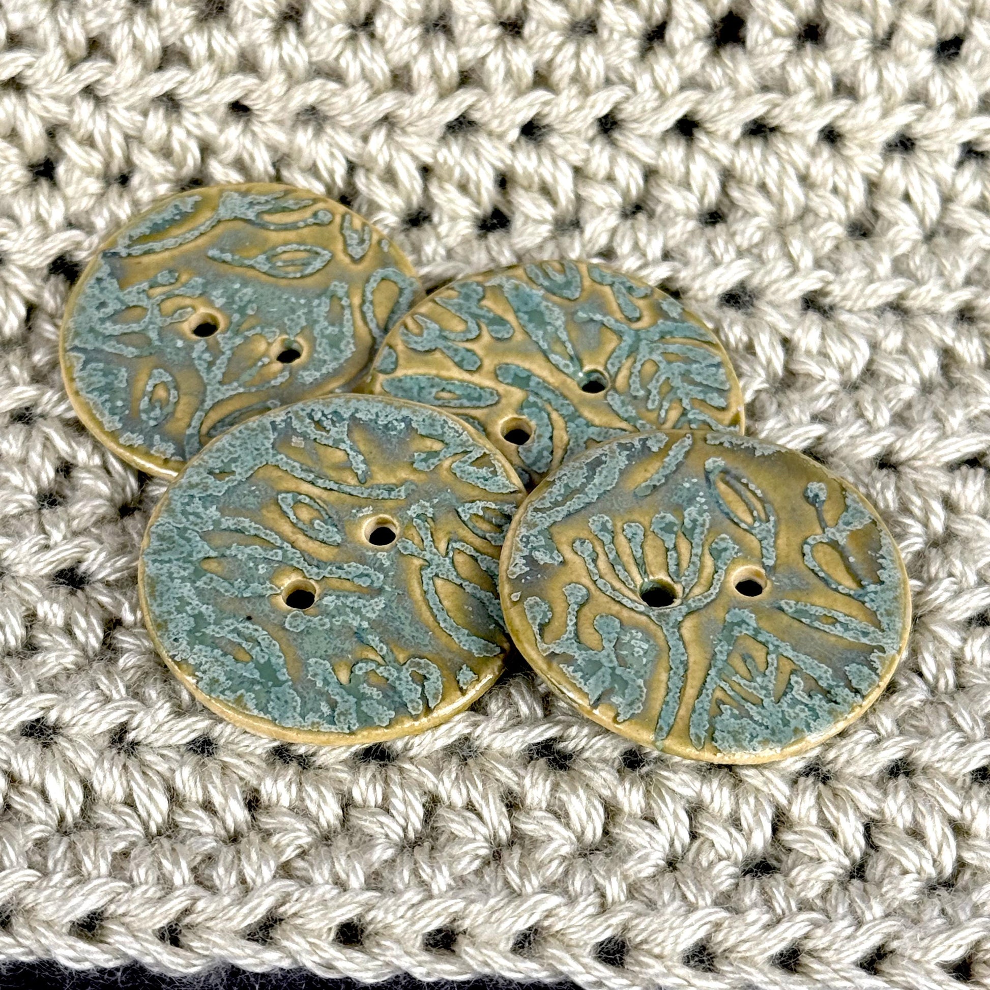 Bright Green and Aqua Round Ceramic Buttons