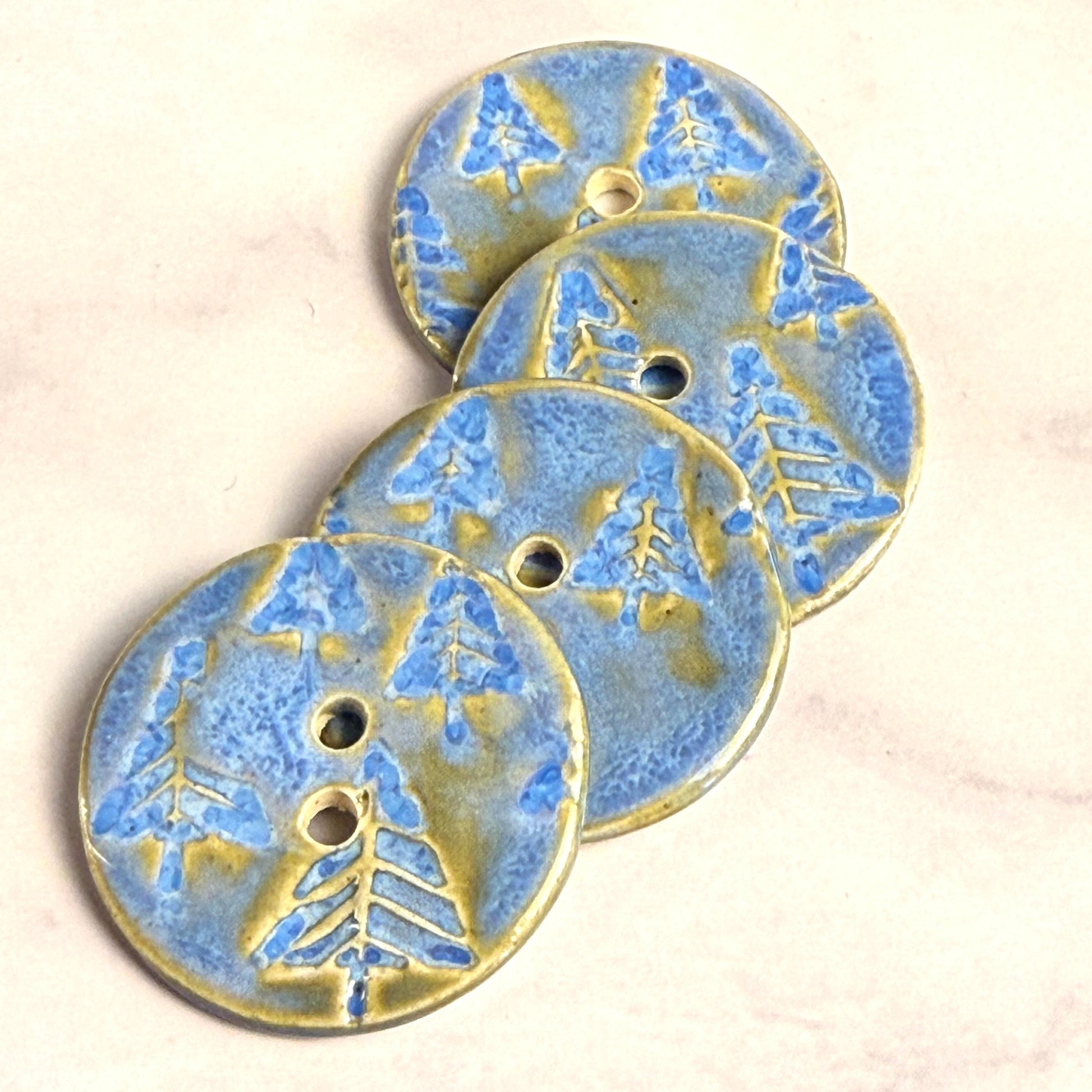 Evergreens in Blue Round Button