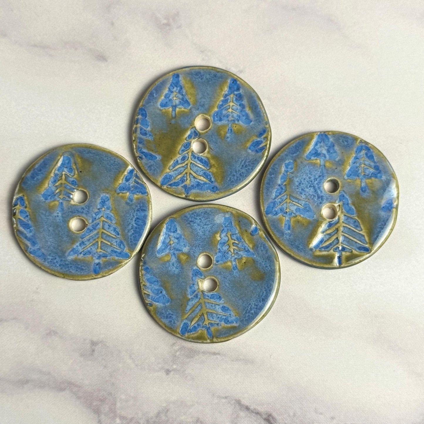 Evergreens in Blue Round Button