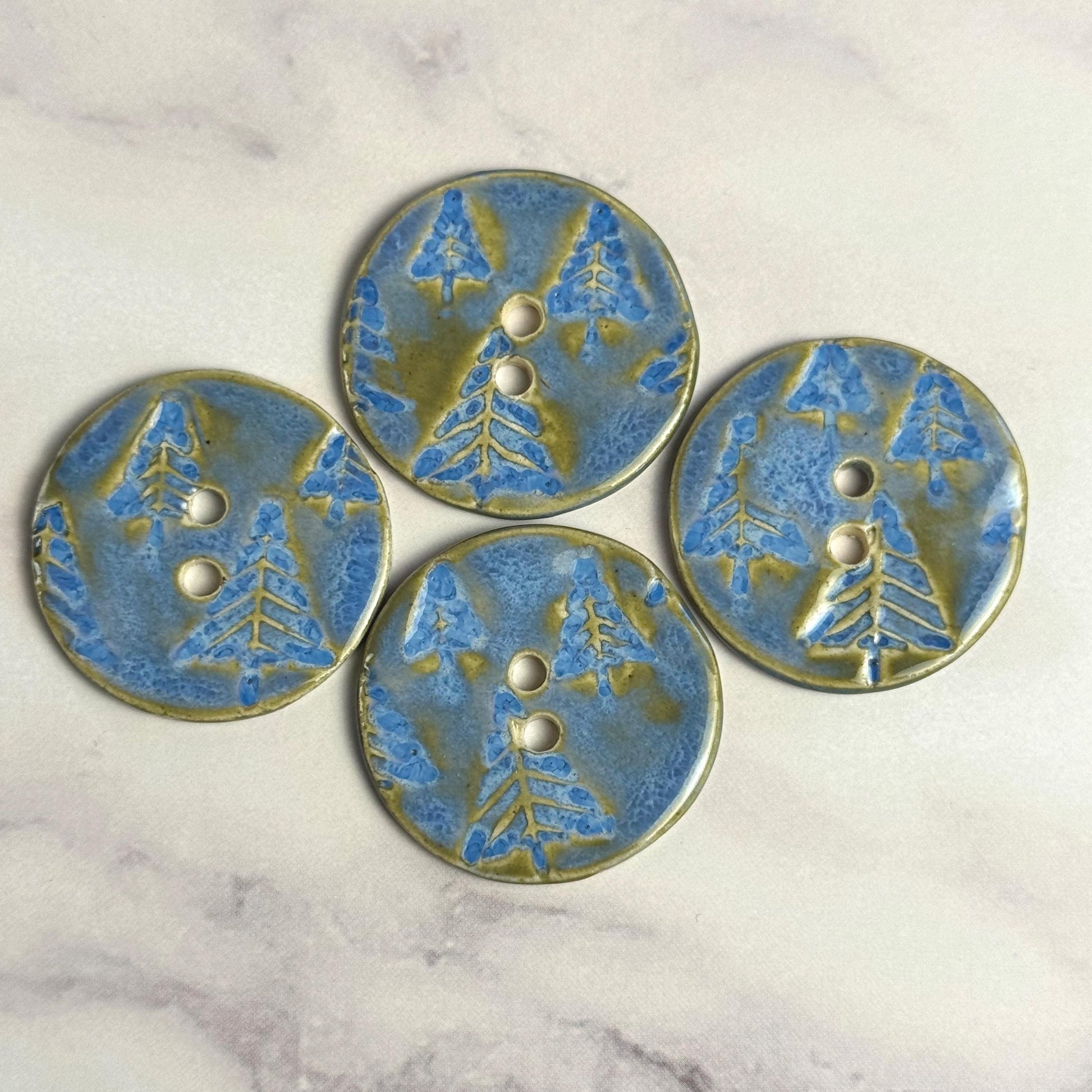 Evergreens in Blue Round Button