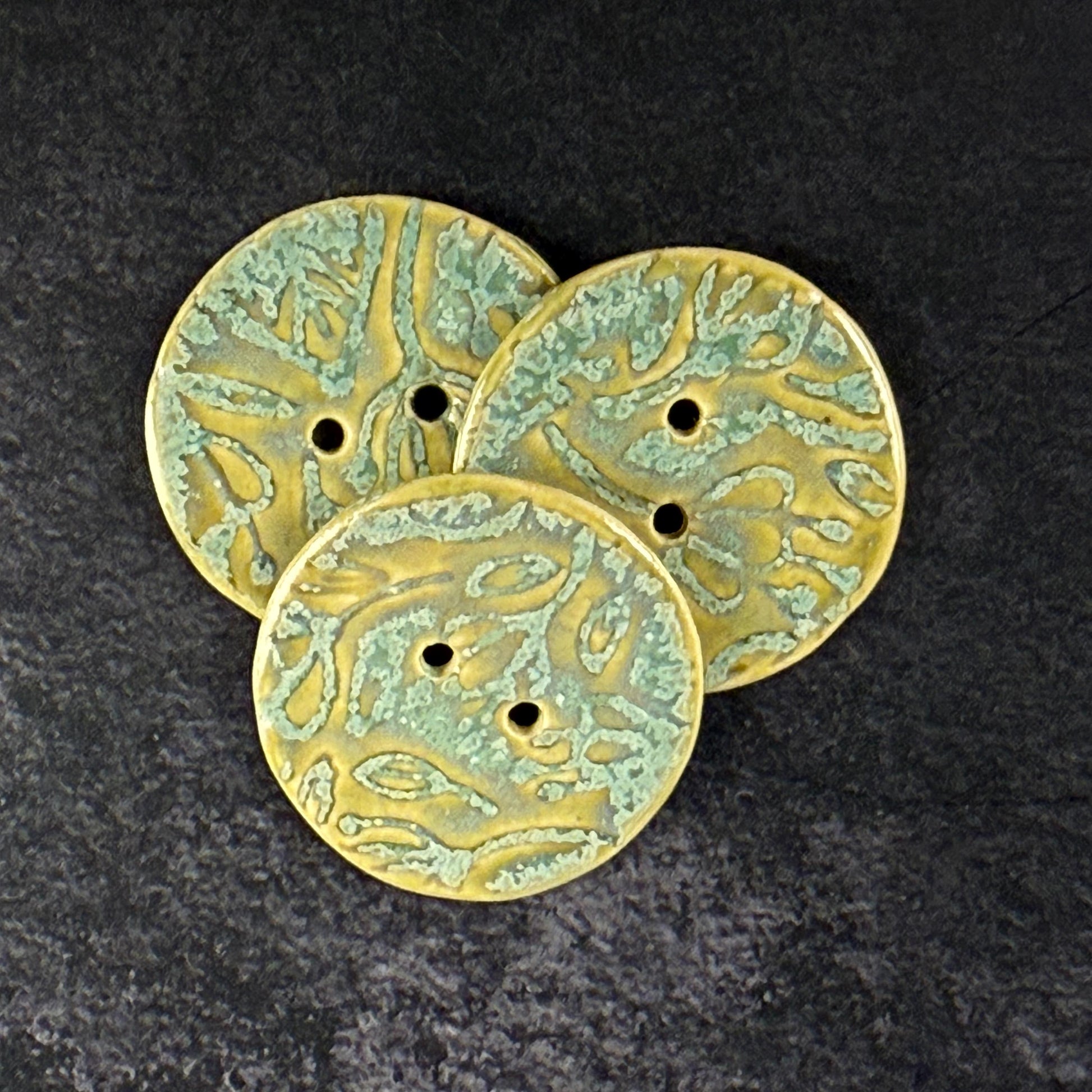 Bright Green and Aqua Round Ceramic Buttons