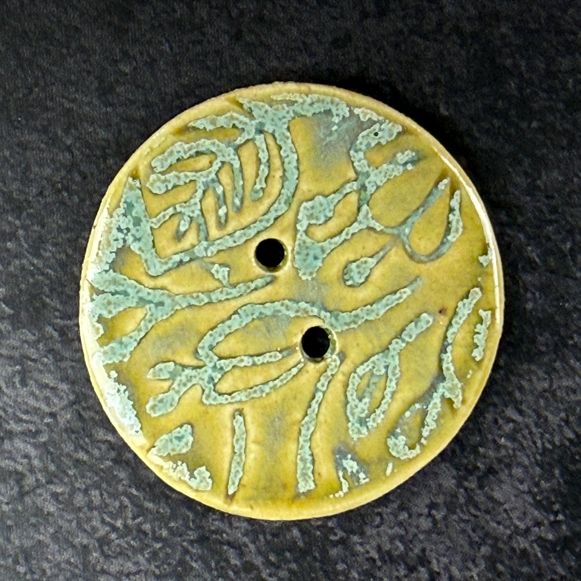 Bright Green and Aqua Round Ceramic Buttons