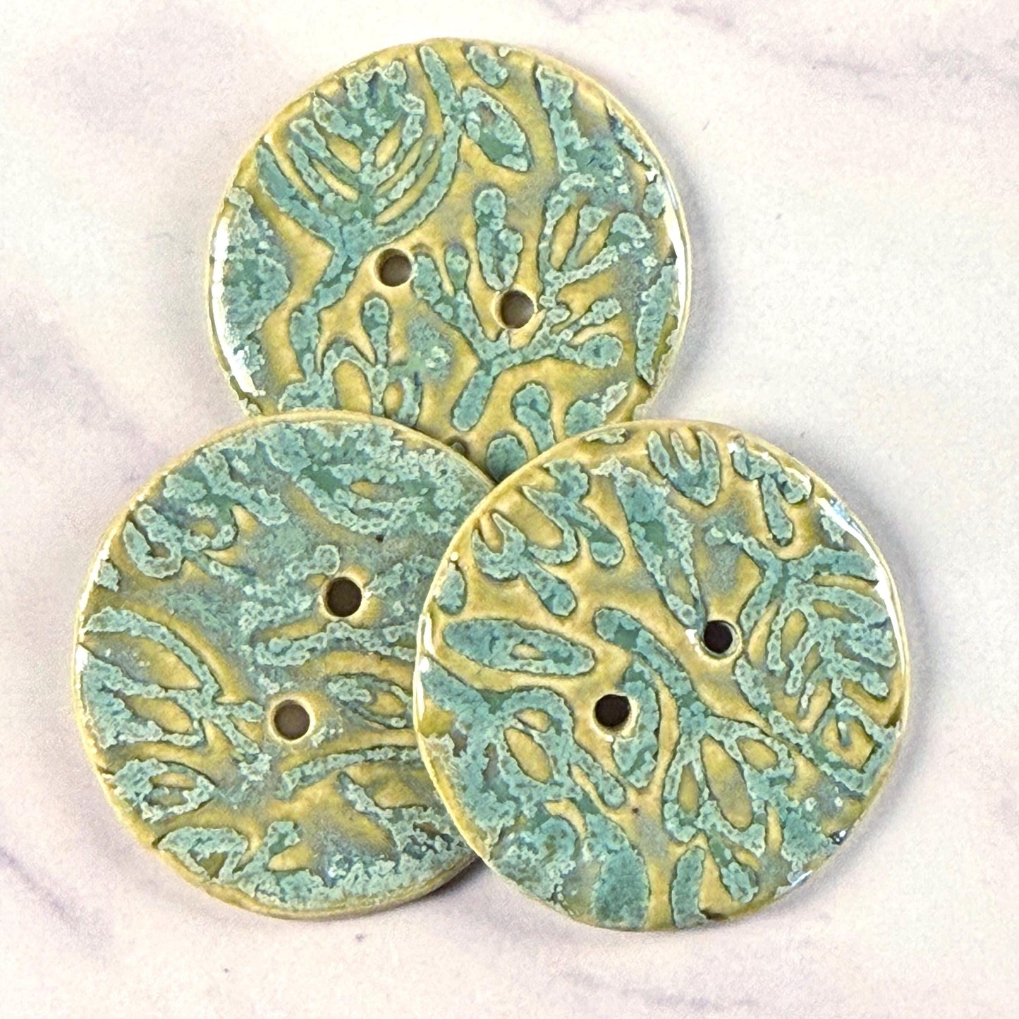 Bright Green and Aqua Round Ceramic Buttons