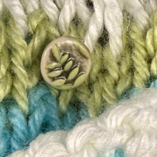 Decorative Tiny Green Fern Ceramic Buttons