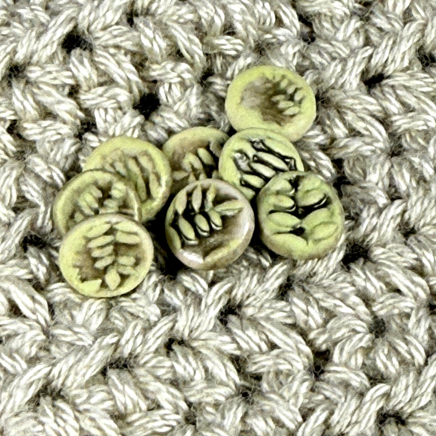 Decorative Tiny Green Fern Ceramic Buttons