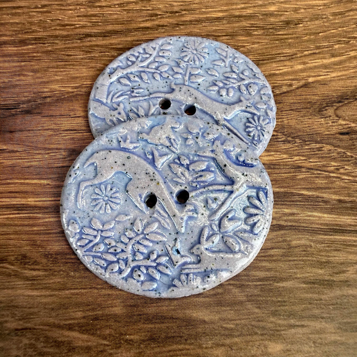 Dark Lavender Porcelain Woodland Deer Oval Button