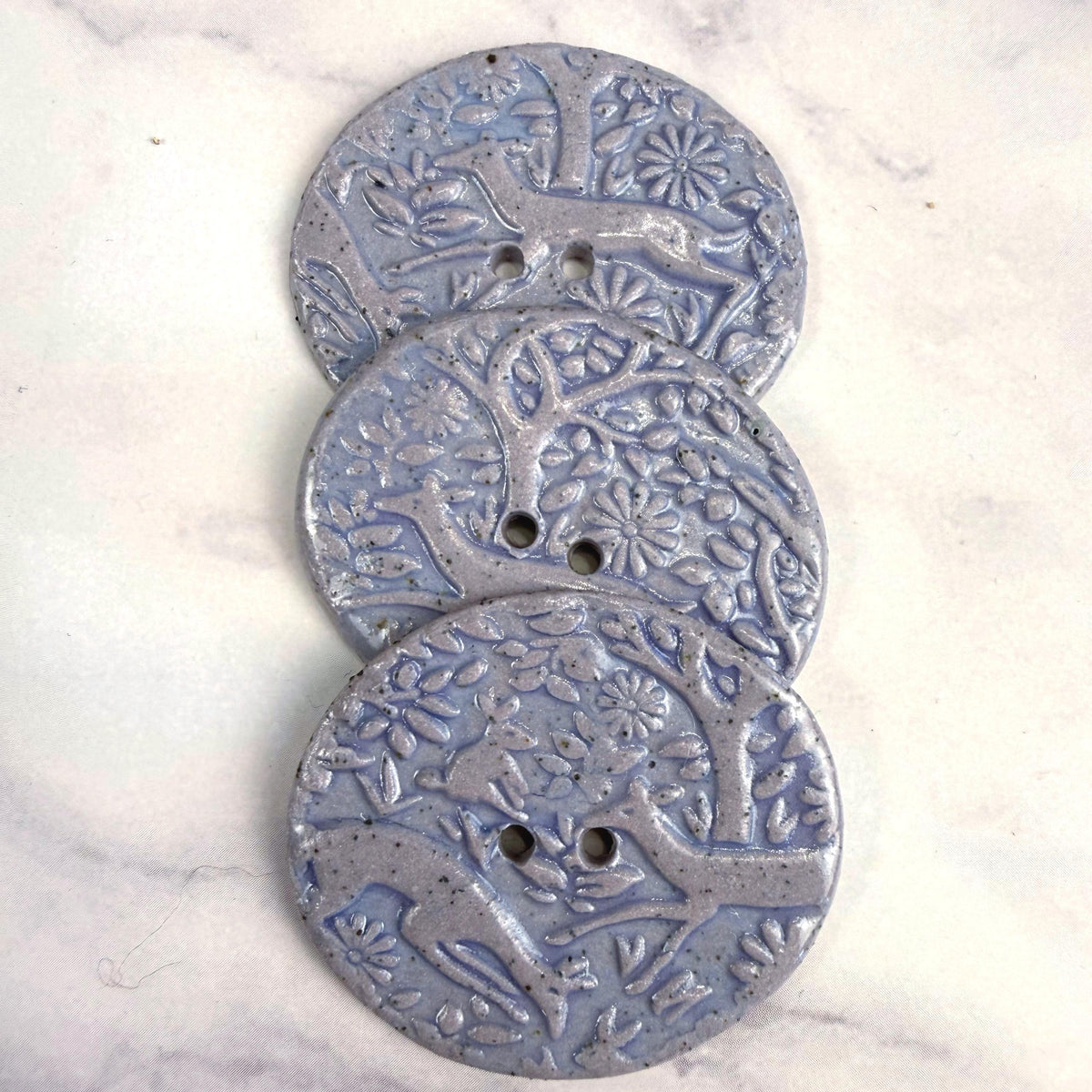 Dark Lavender Porcelain Woodland Deer Oval Button