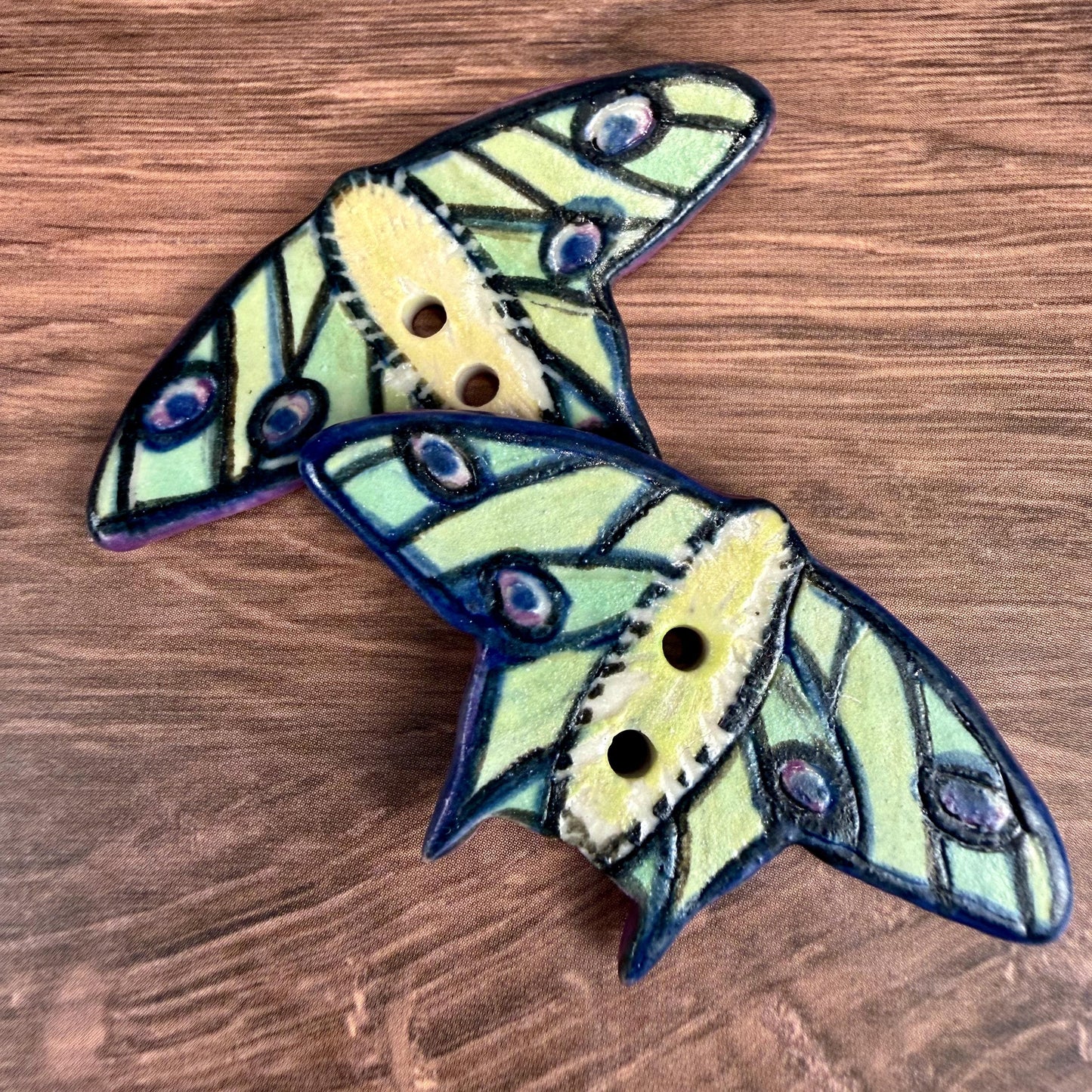 Luna Moth Ceramic Button