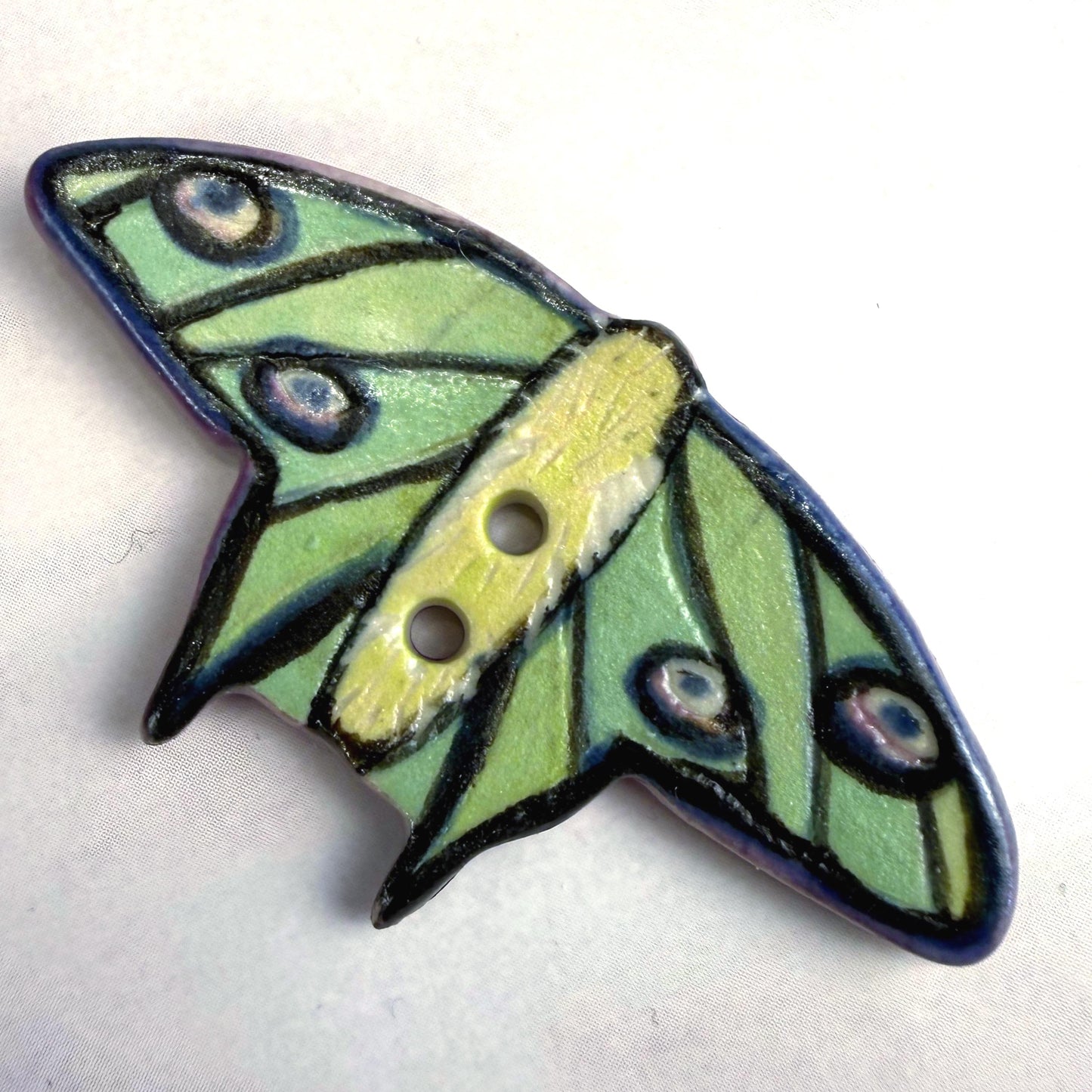 Luna Moth Ceramic Button