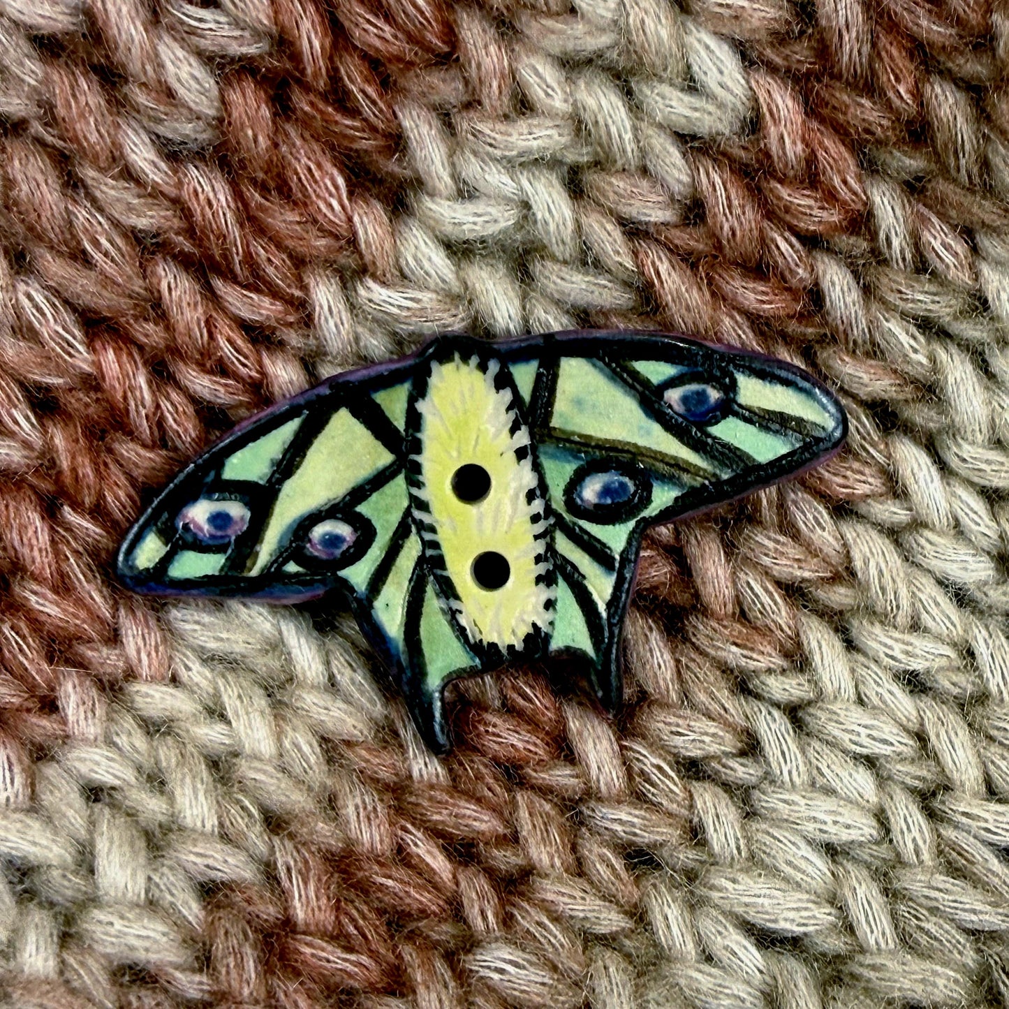 Luna Moth Ceramic Button