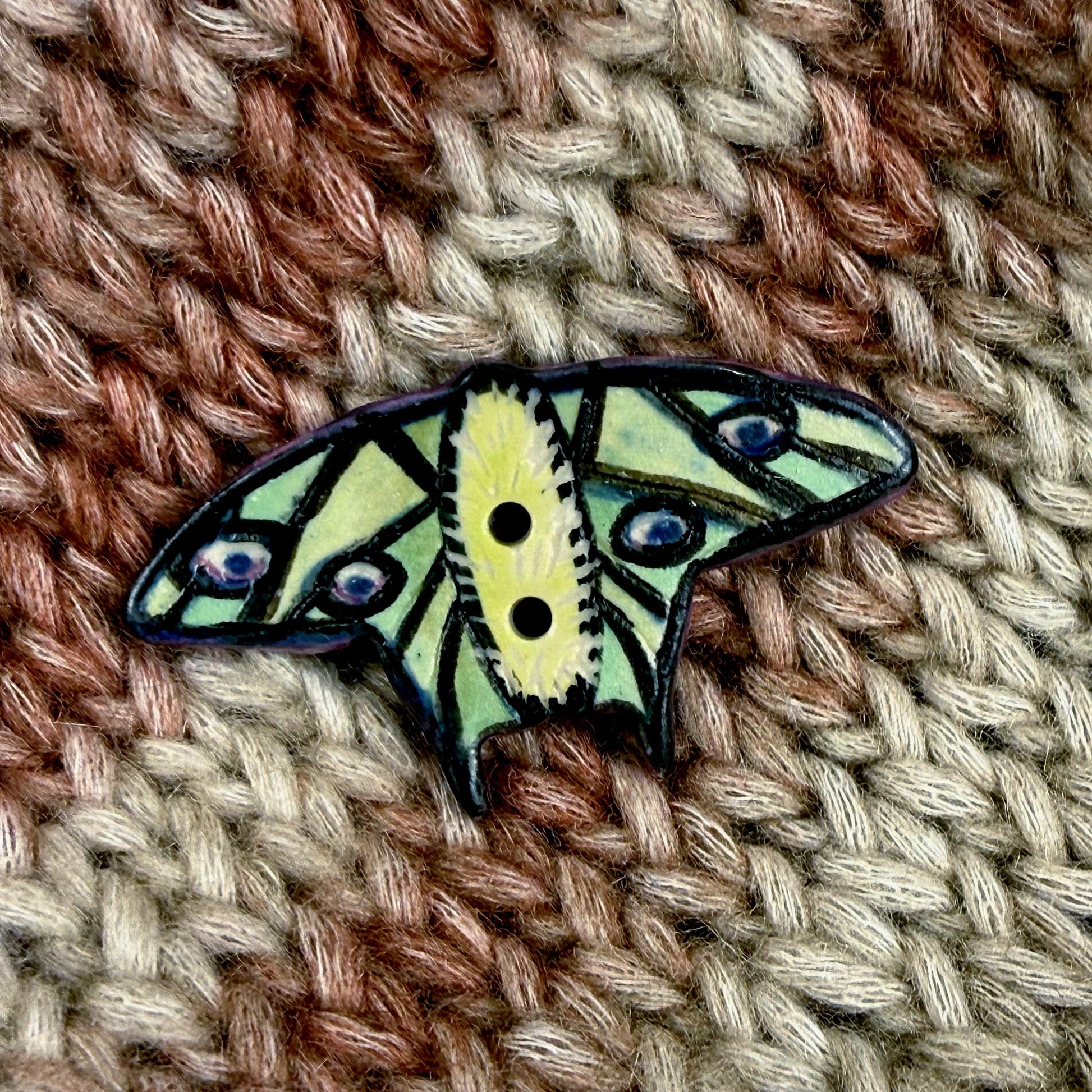 Luna Moth Ceramic Button