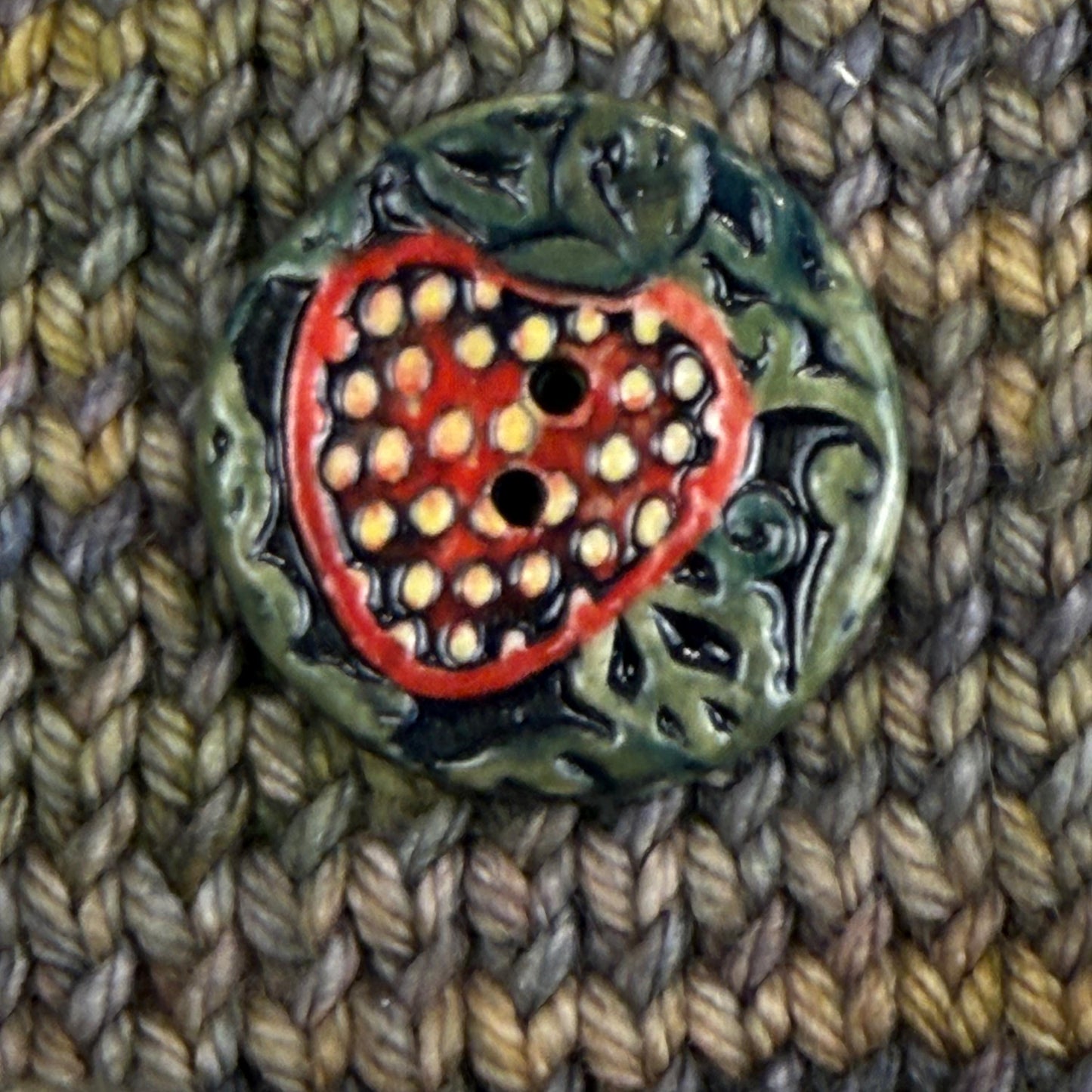 Goblin Core Strawberry Patch Round Ceramic Buttons