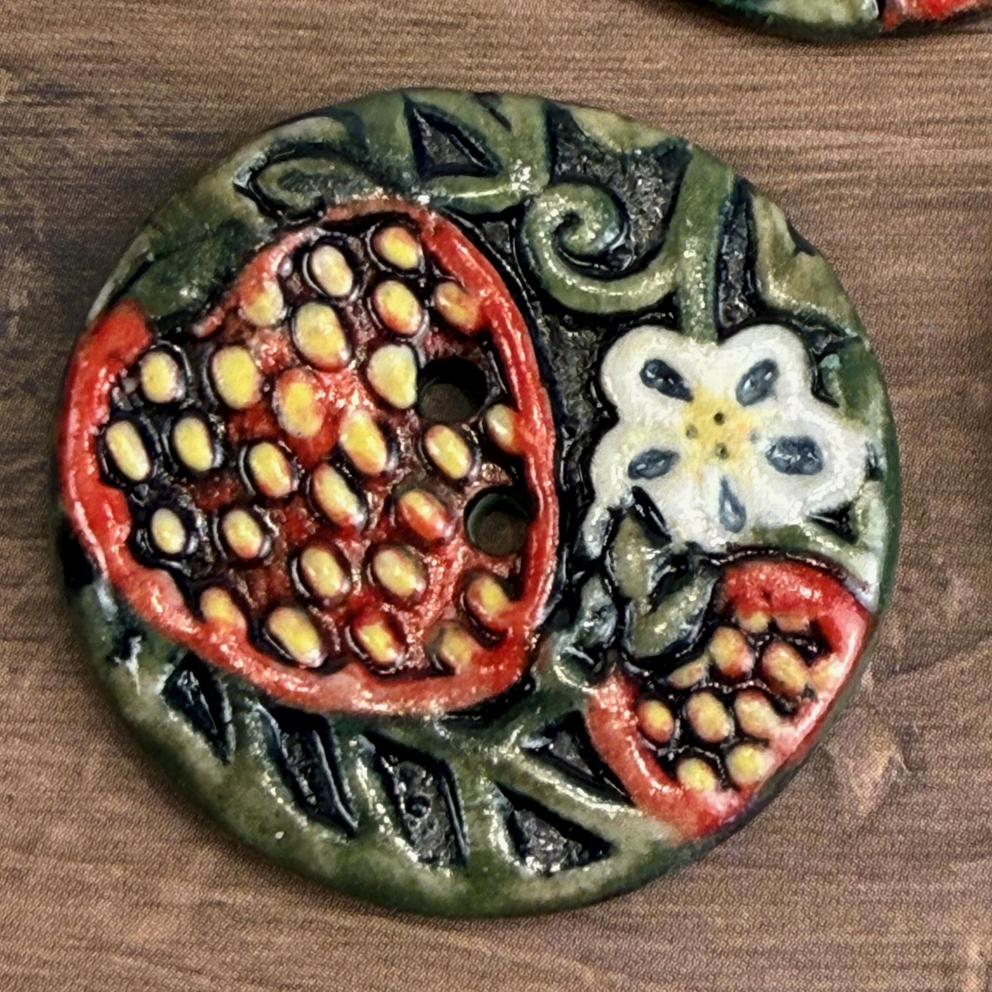 Goblin Core Strawberry Patch Round Ceramic Buttons