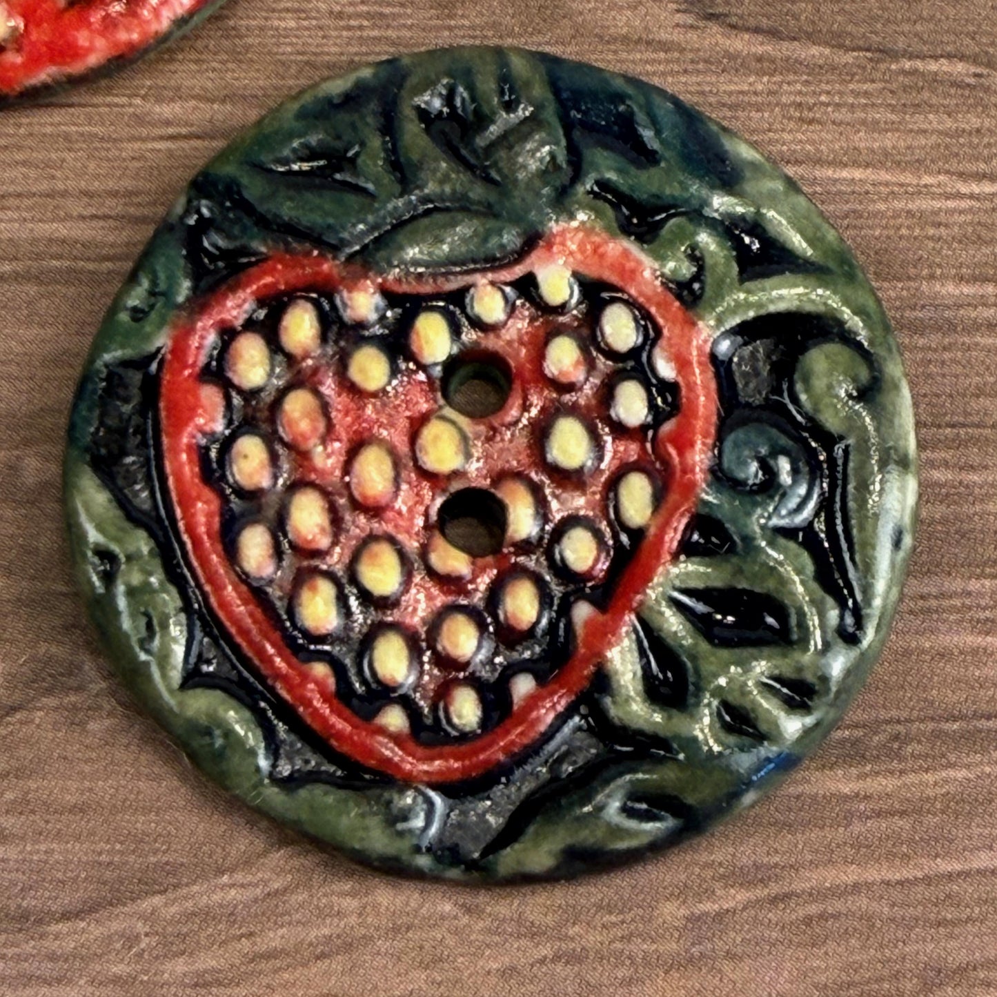 Goblin Core Strawberry Patch Round Ceramic Buttons