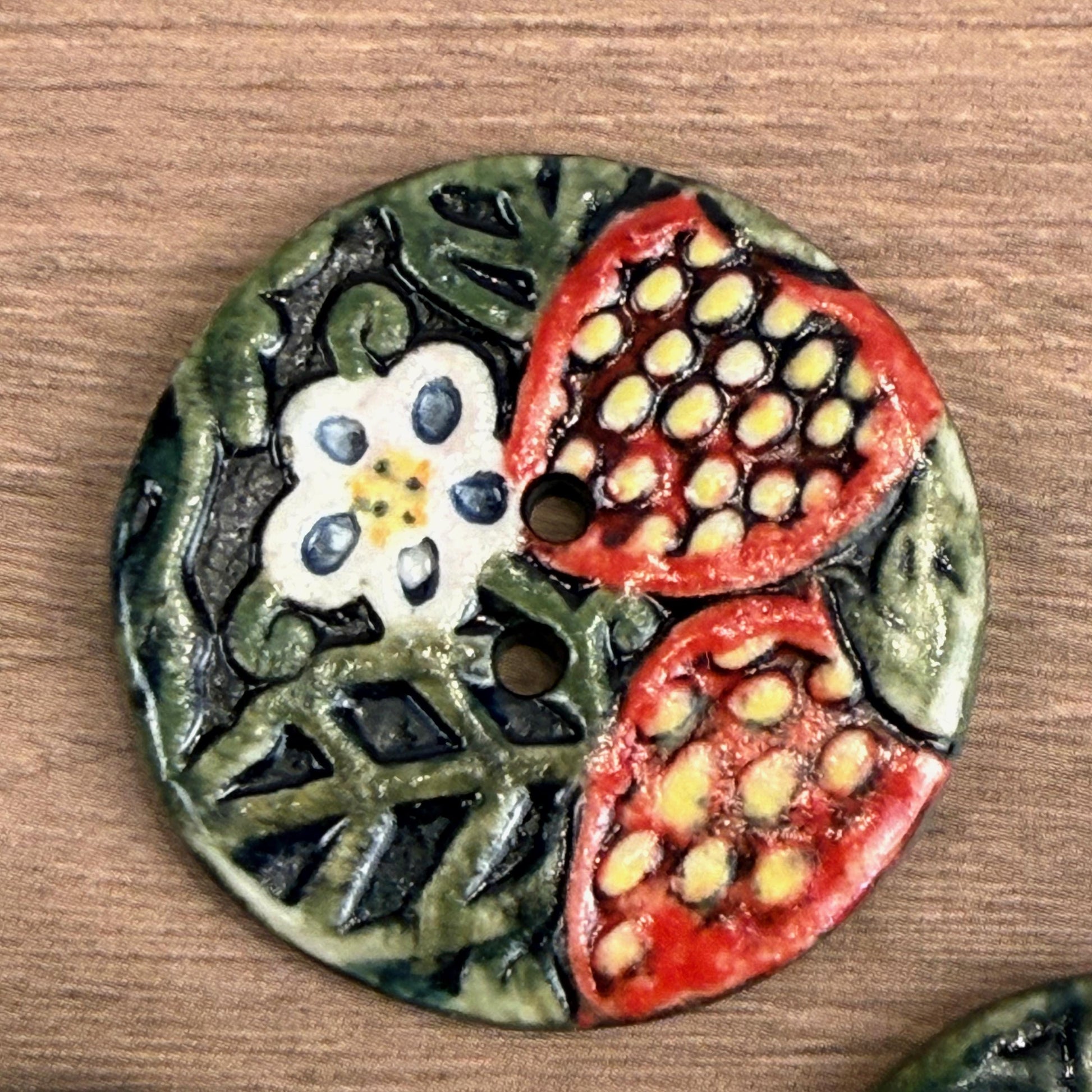 Goblin Core Strawberry Patch Round Ceramic Buttons