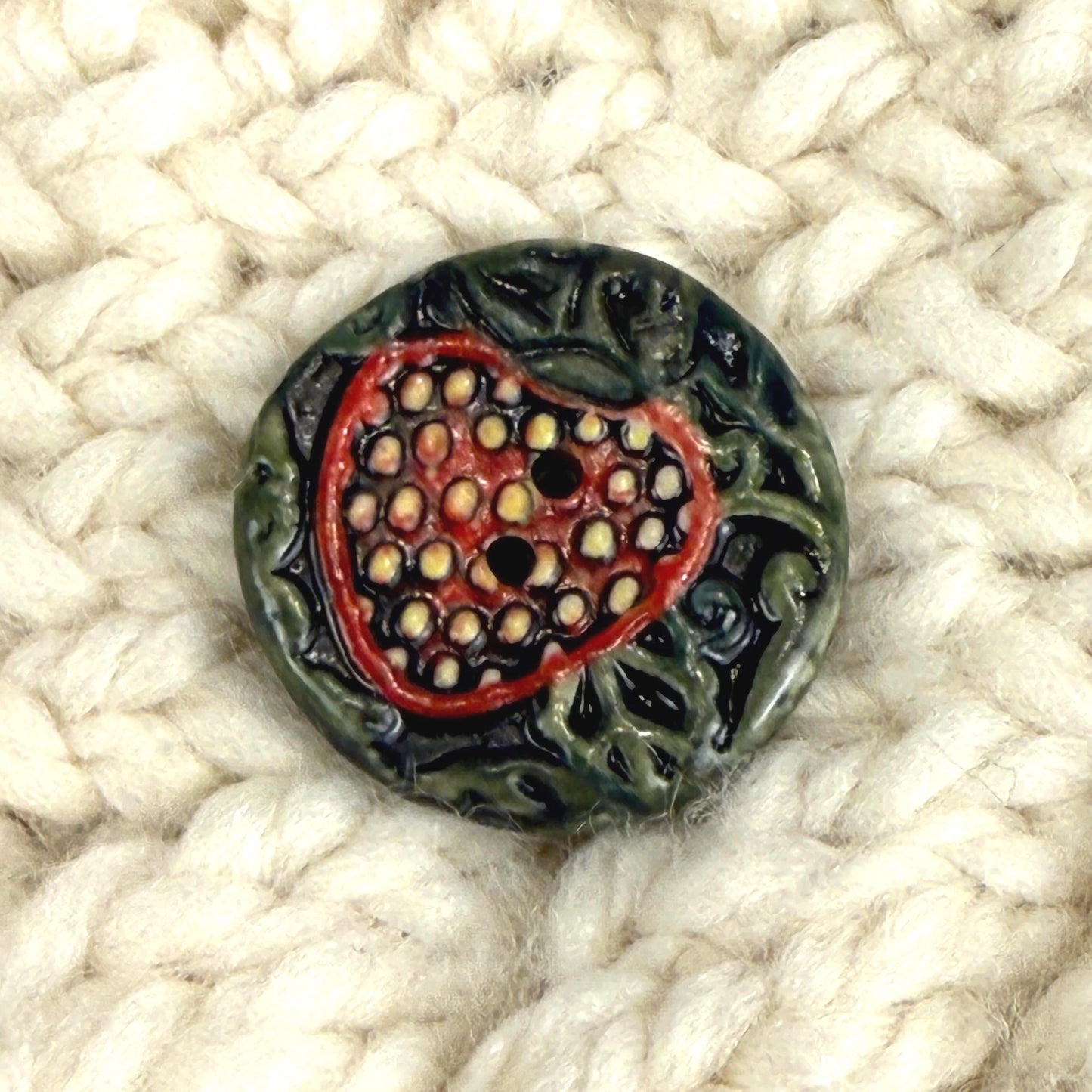 Goblin Core Strawberry Patch Round Ceramic Buttons