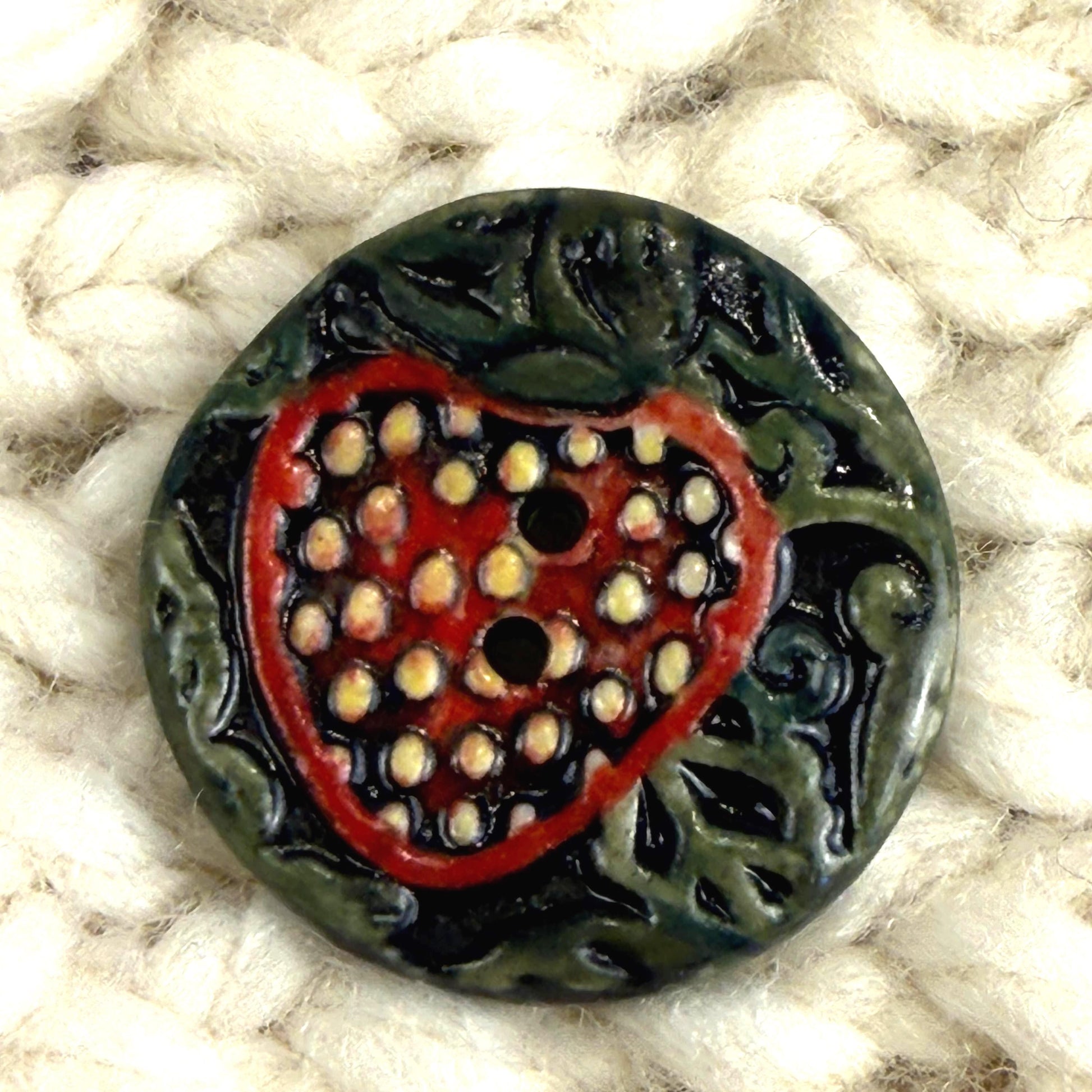 Goblin Core Strawberry Patch Round Ceramic Buttons