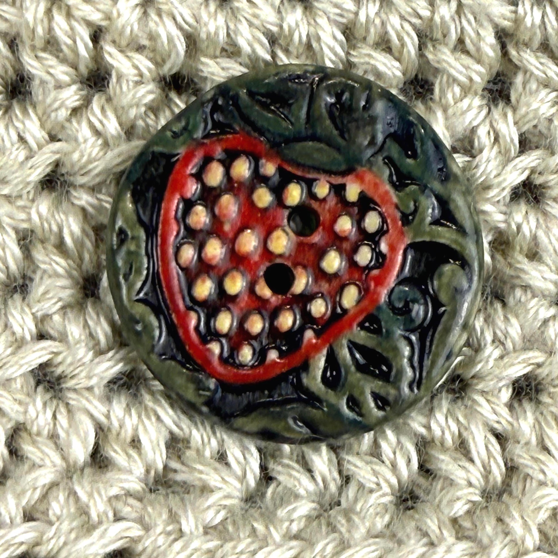 Goblin Core Strawberry Patch Round Ceramic Buttons