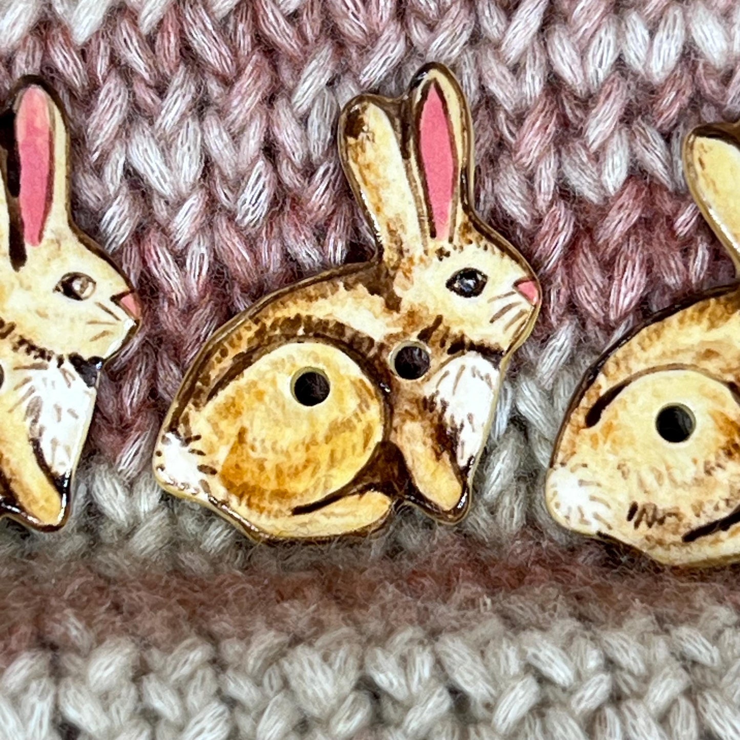 Light Brown Bunny with Long Ears Button
