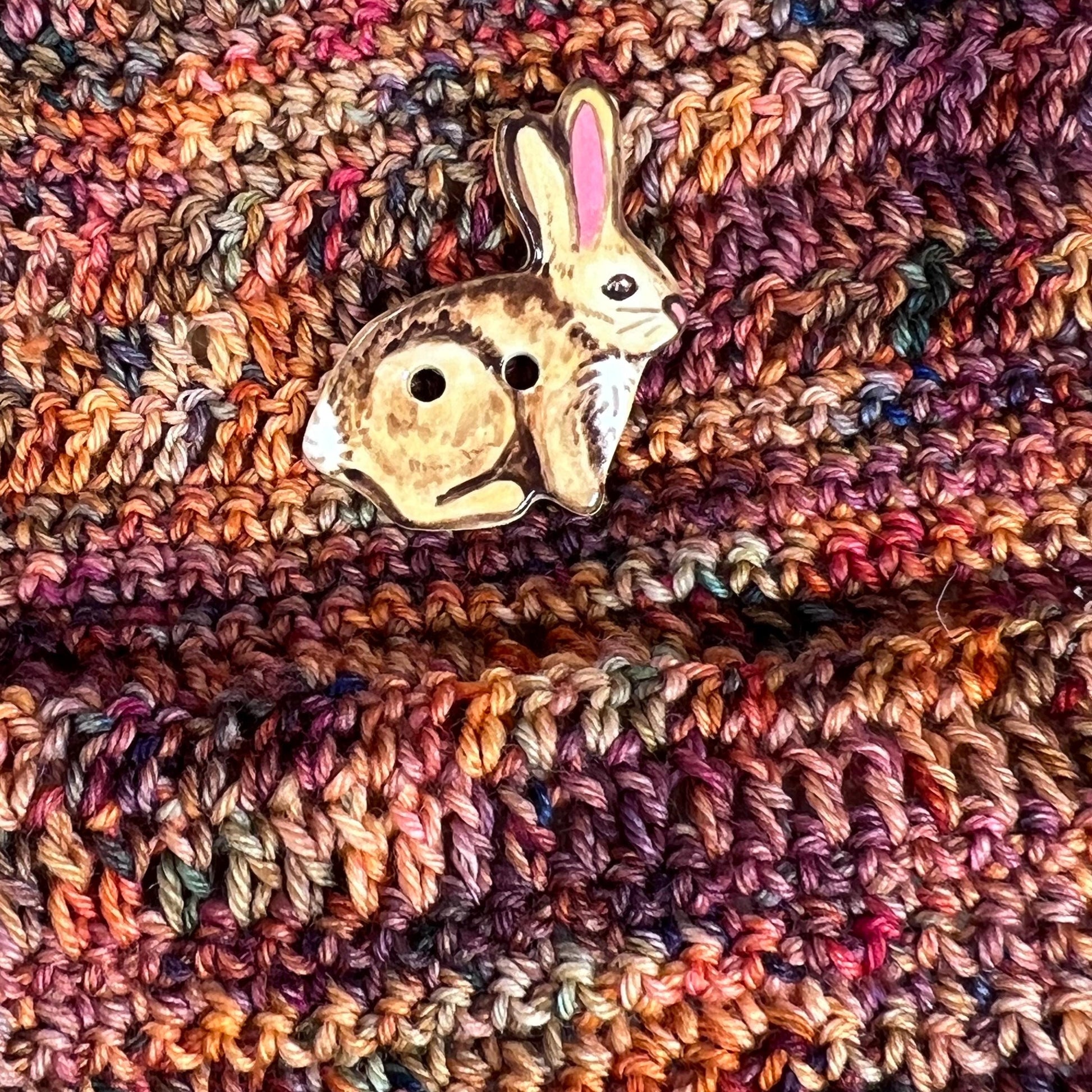 Light Brown Bunny with Long Ears Button